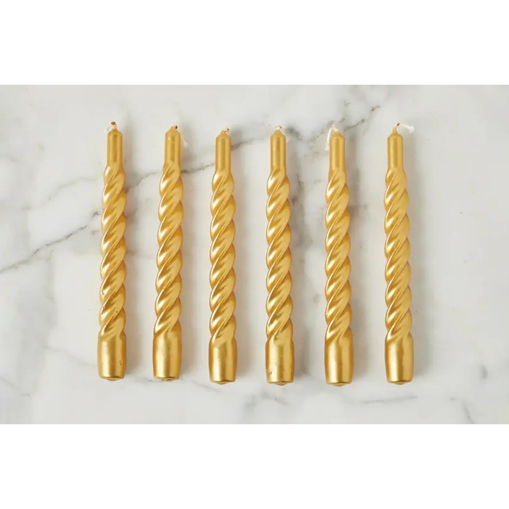 etuHOME Gold Twisted Taper Candles - Set of 6