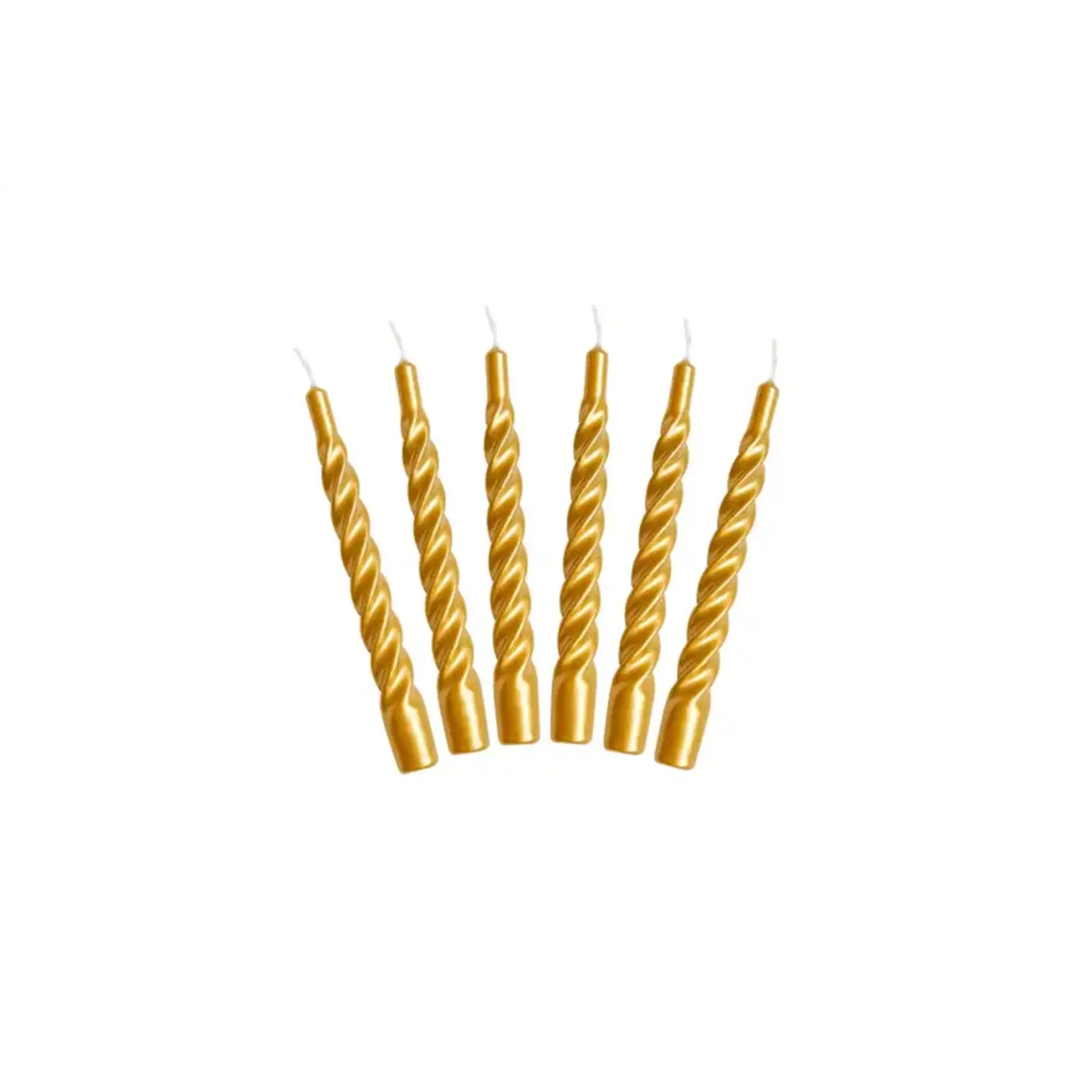 etuHOME Gold Twisted Taper Candles - Set of 6