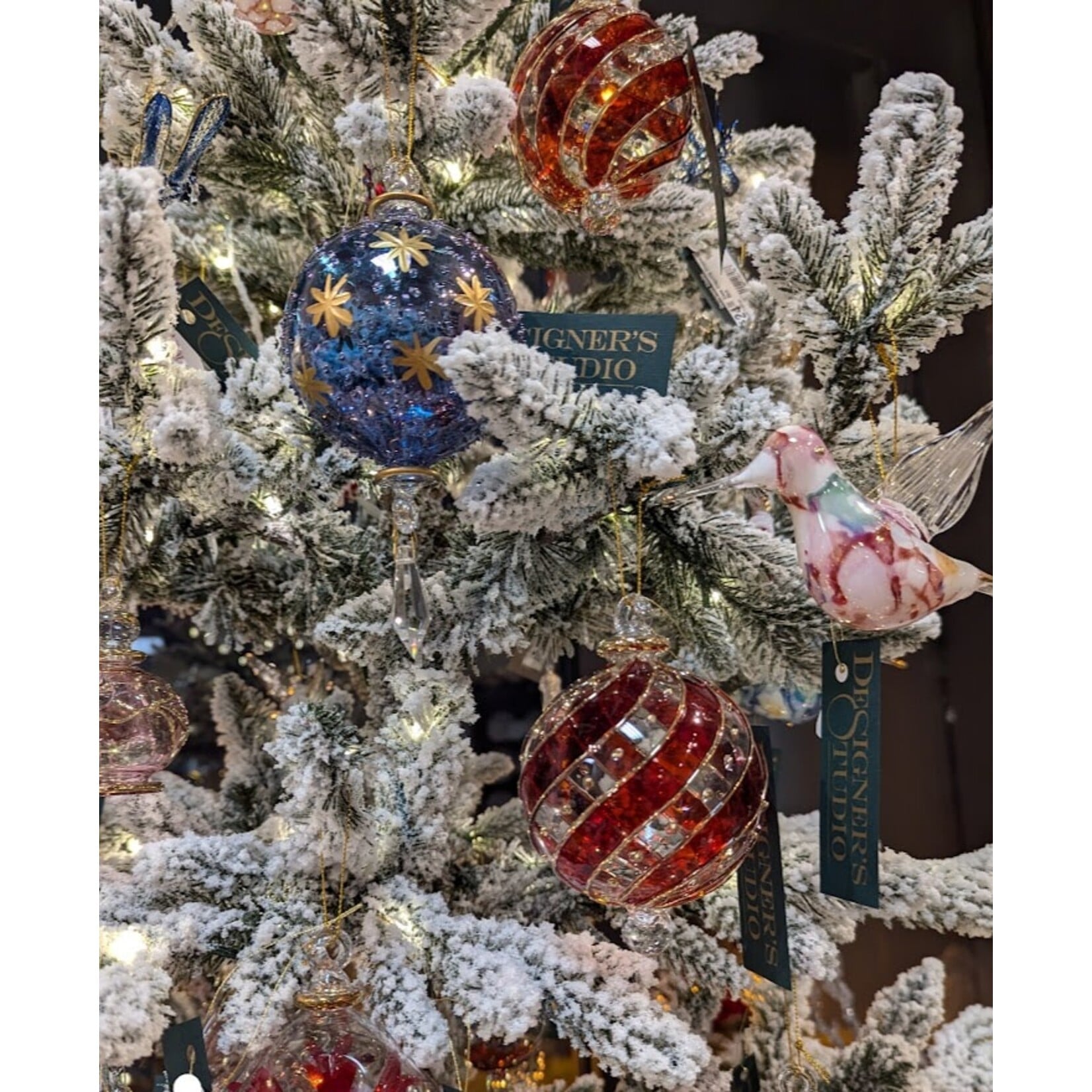 Unique Tradings Gold Hand Painted Glass Ball Ornament