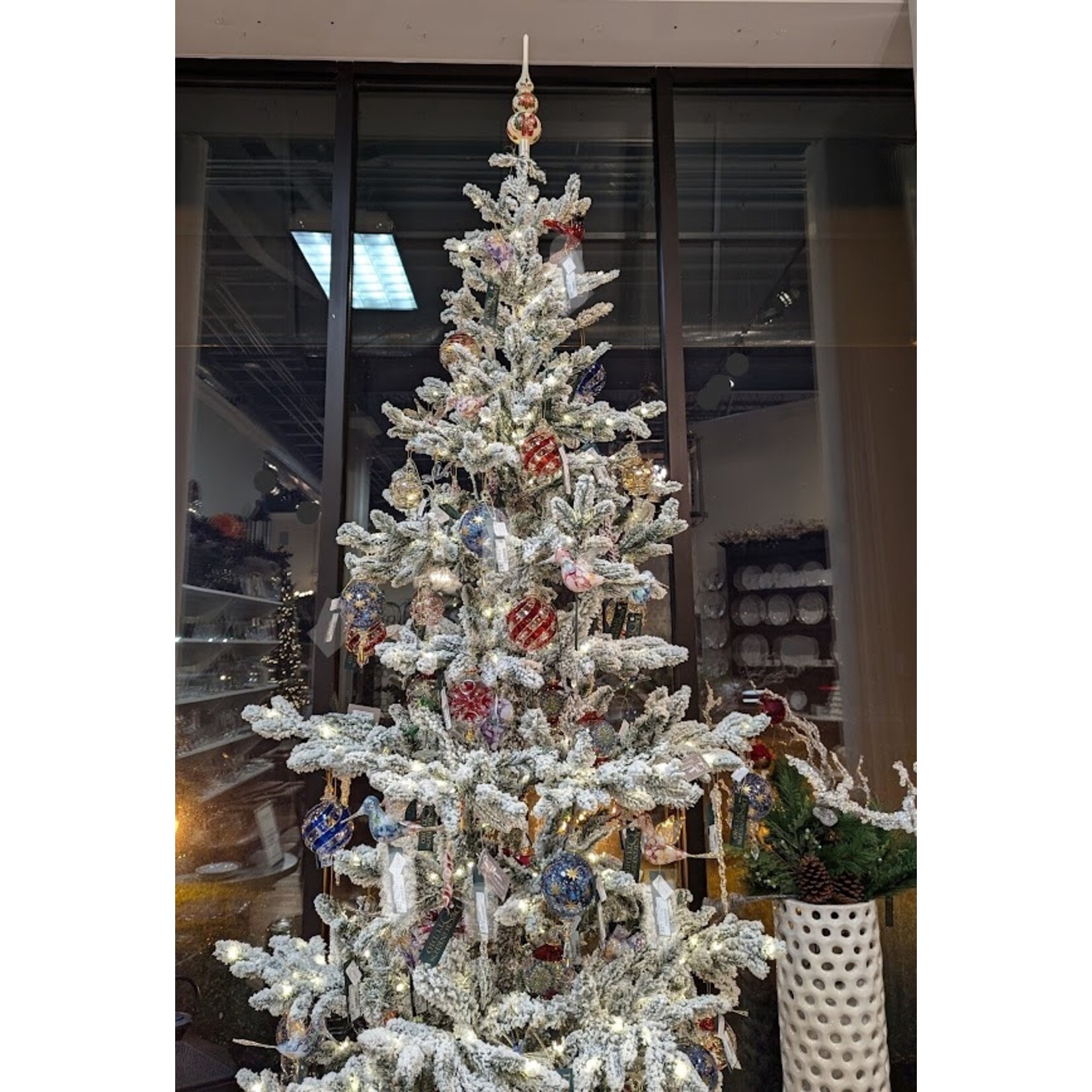 Unique Tradings Handblown Glass Ball Ornament with Flowers