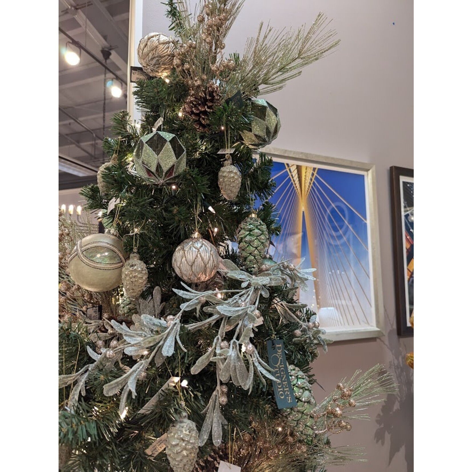 Shishi LLC Glass Pinecone Antique Green & Gold Ornament