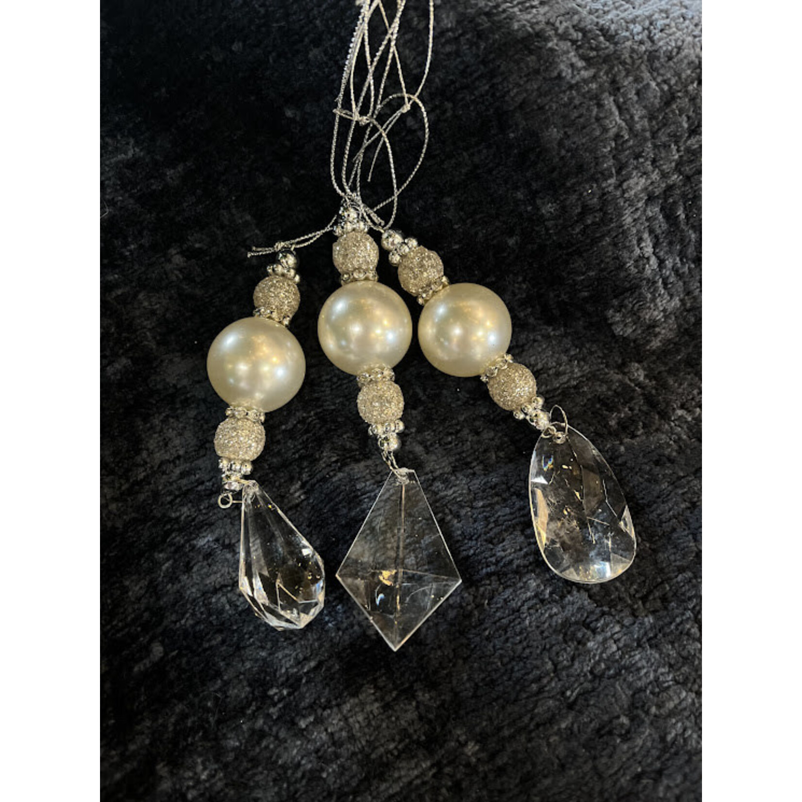 RAZ Imports Crystal Pearl Drop Ornament 5.75"