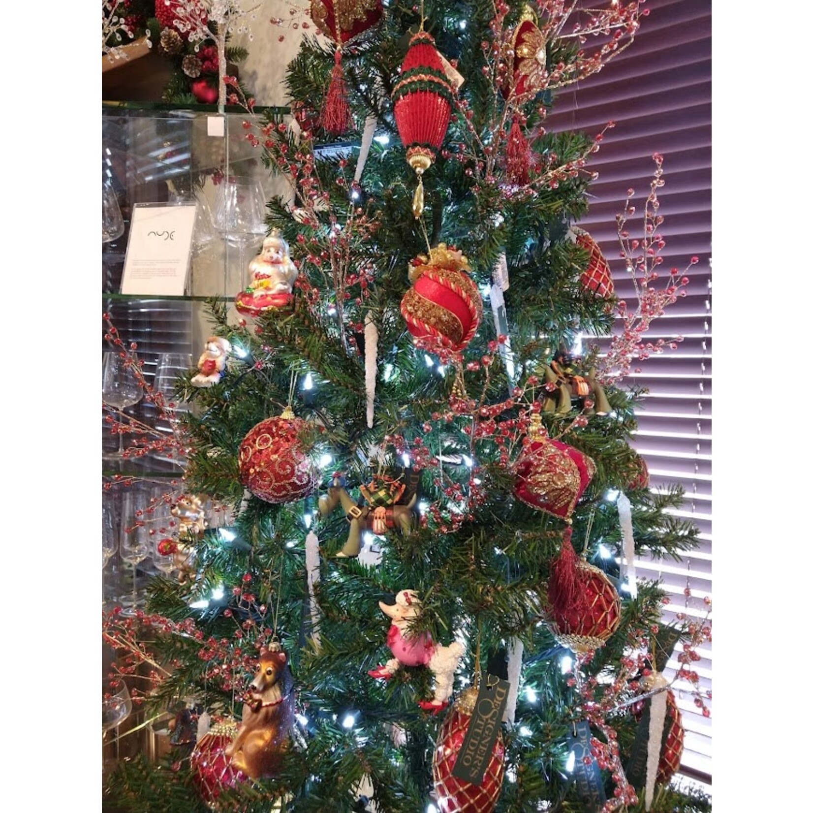 Carole Stupell LTD Vintage Red With Green Trim Drop Ornament