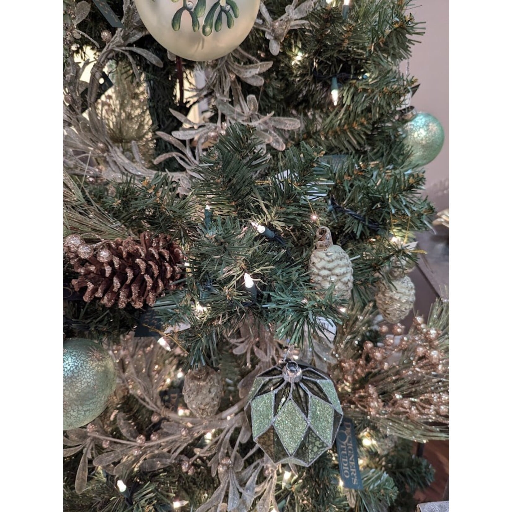 Zodax Harlequin Tonal Green Glass Ball Ornament 4"