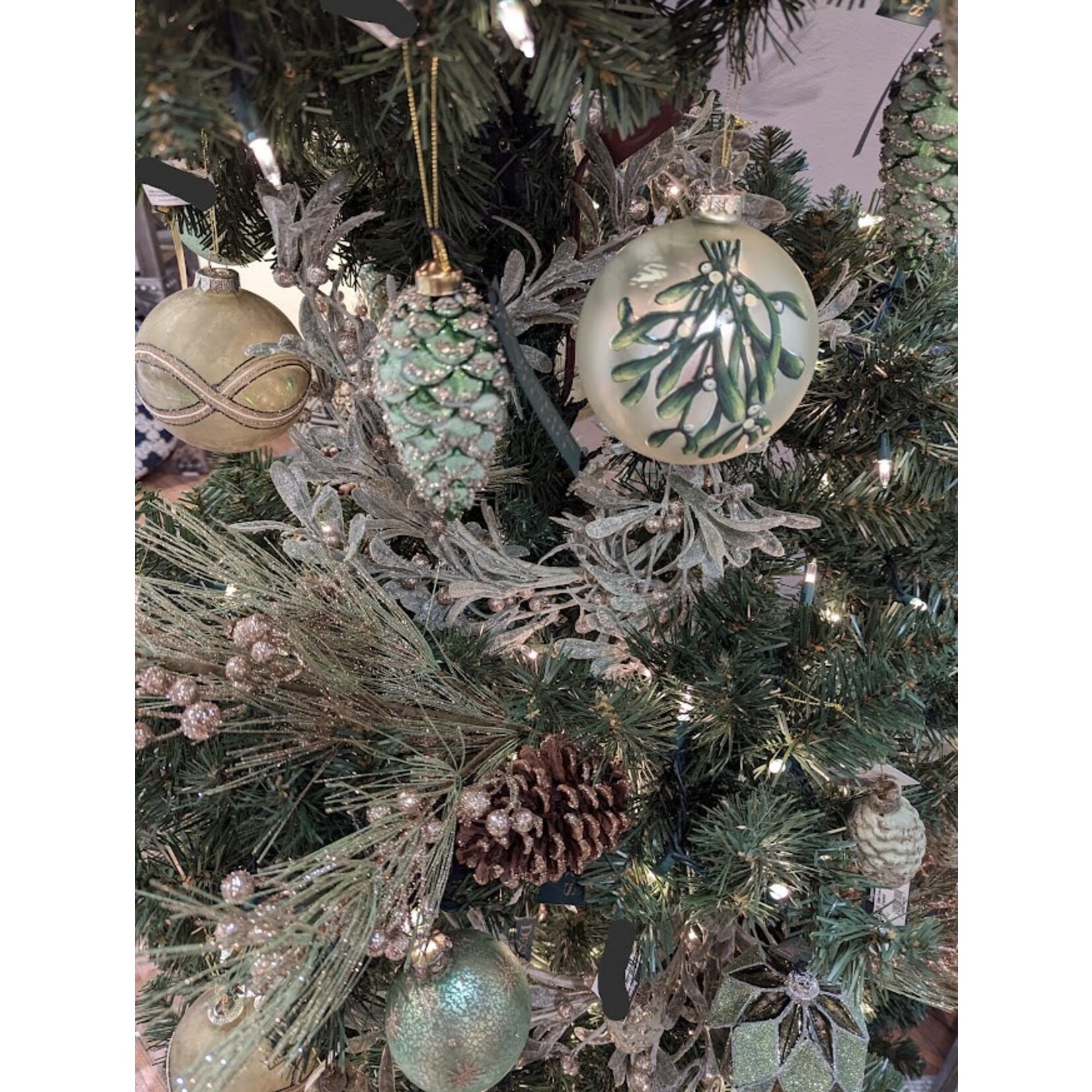 Shishi LLC Glass Ball Frosted Tinsel Ornament 4"