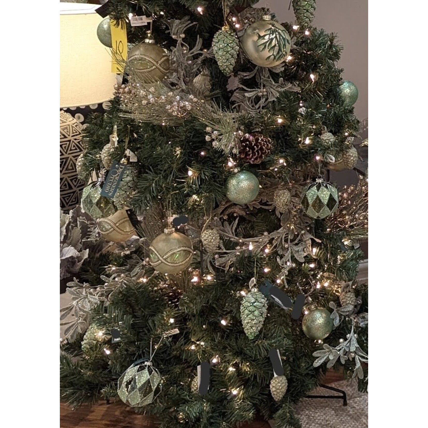 Shishi LLC Antique Green & Gold Stars Glass Ball Ornament 3"