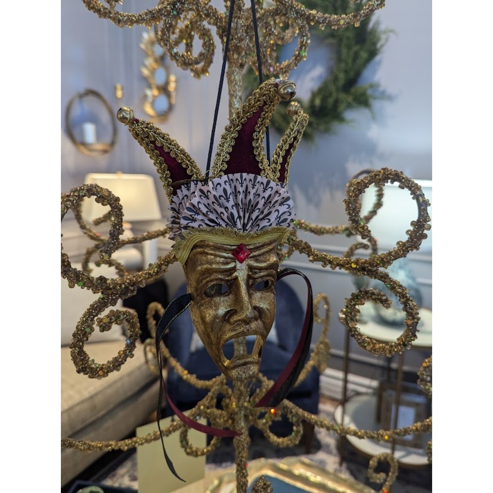 Katherine's Collection Happy Sad Gold Carnival Mask Ornament