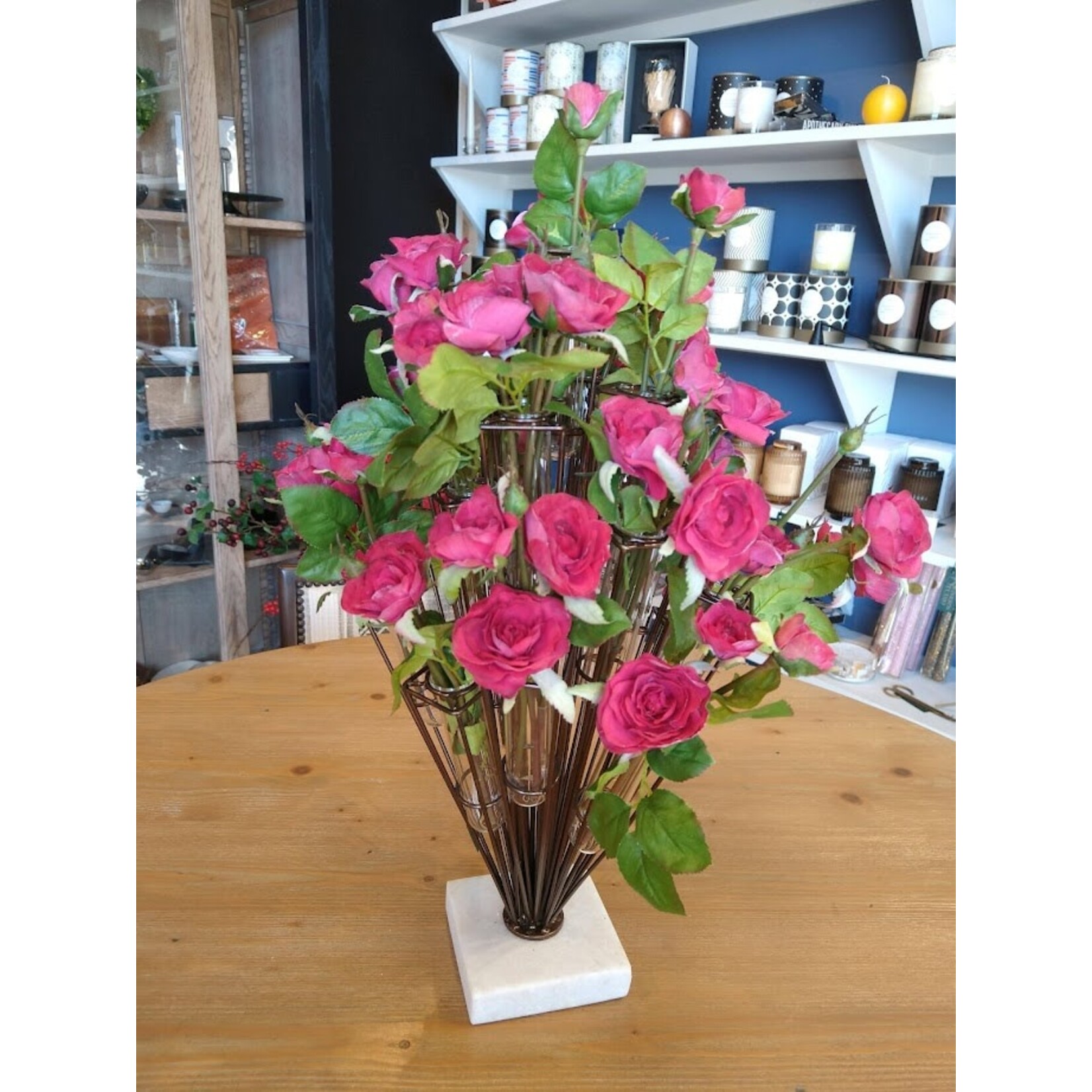 Designer's Studio Red Faux Floribunda Rose Buds Arrangement for Vase