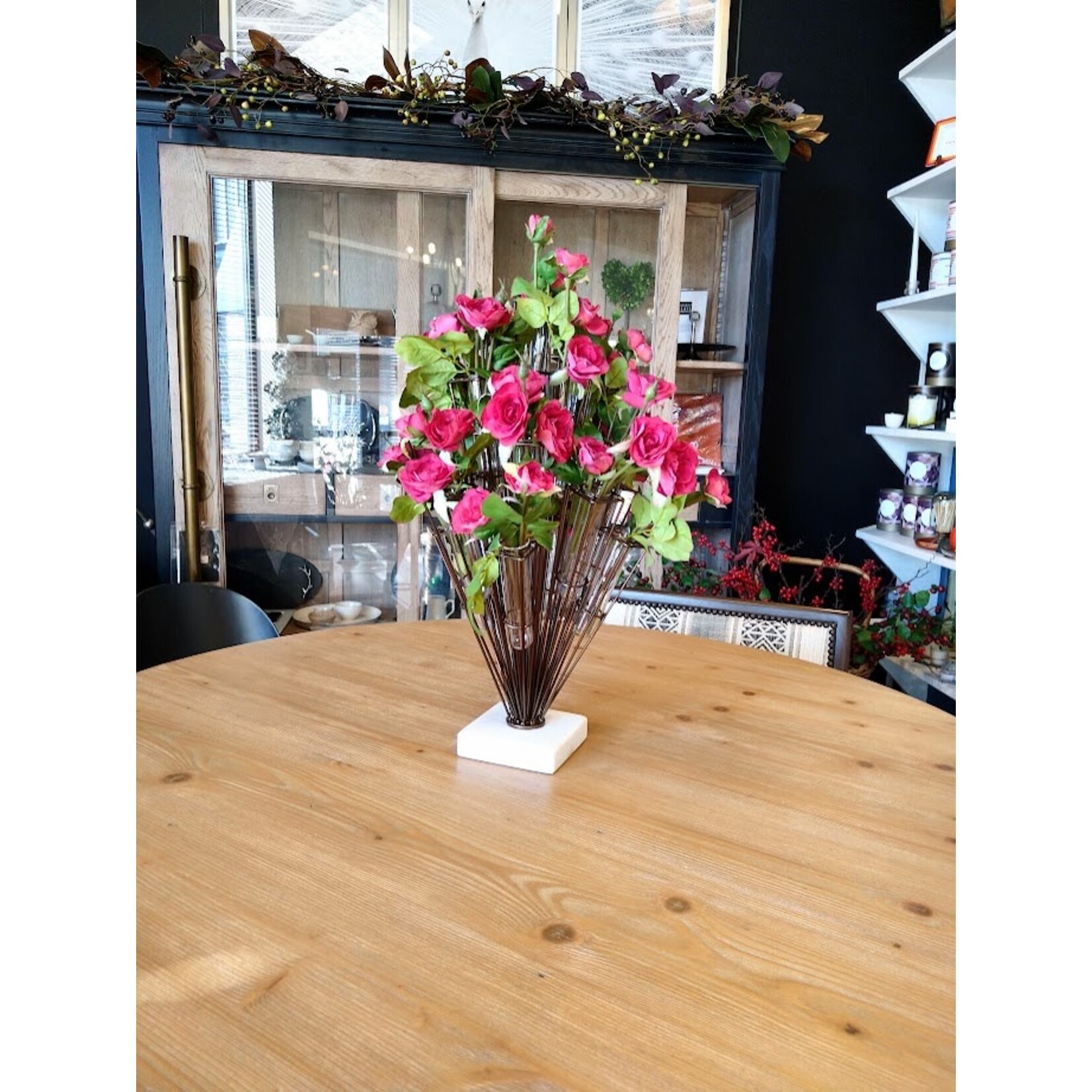 Designer's Studio Red Faux Floribunda Rose Buds Arrangement for Vase