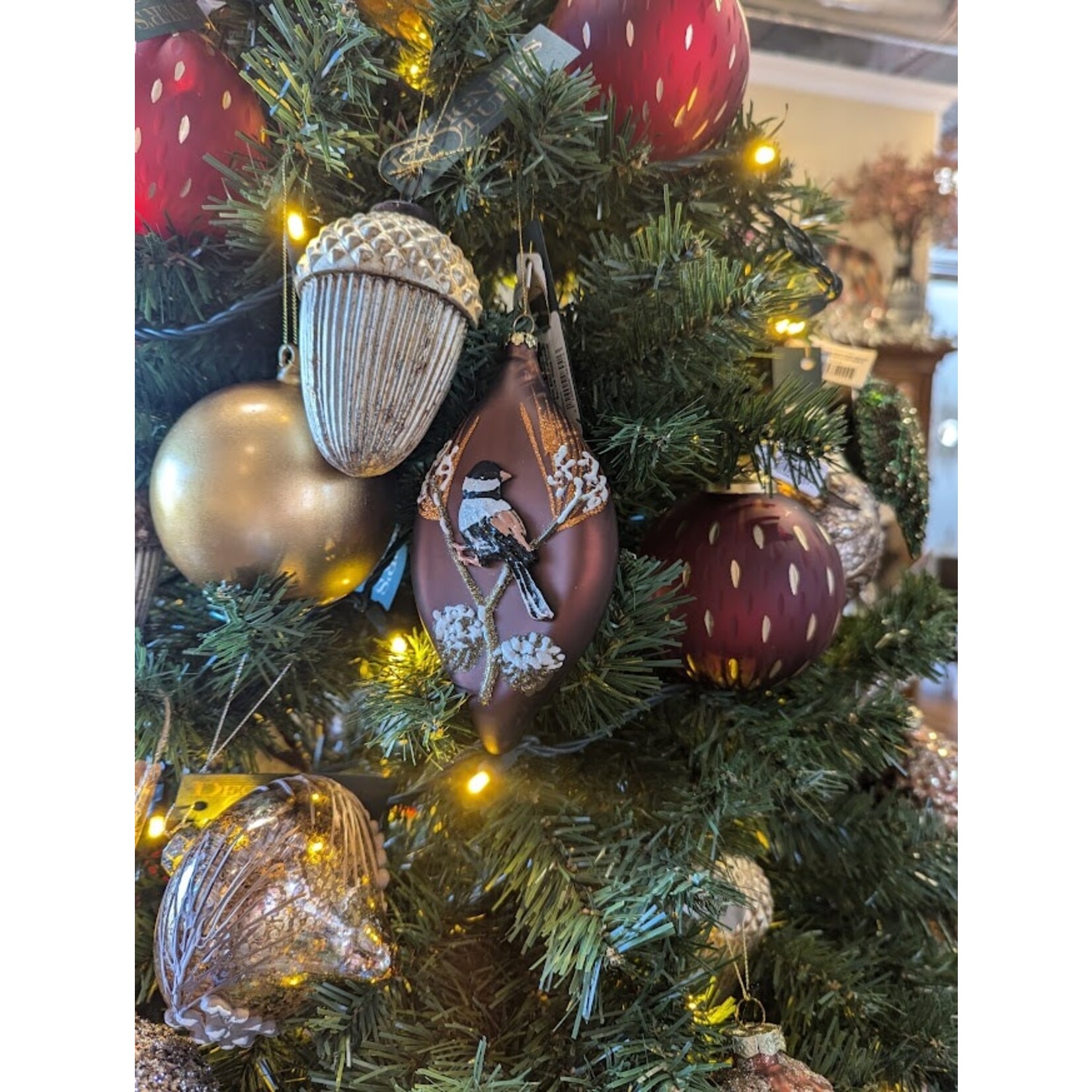 Katherine's Collection Bird Brown Medallion Bauble Glass Ornament