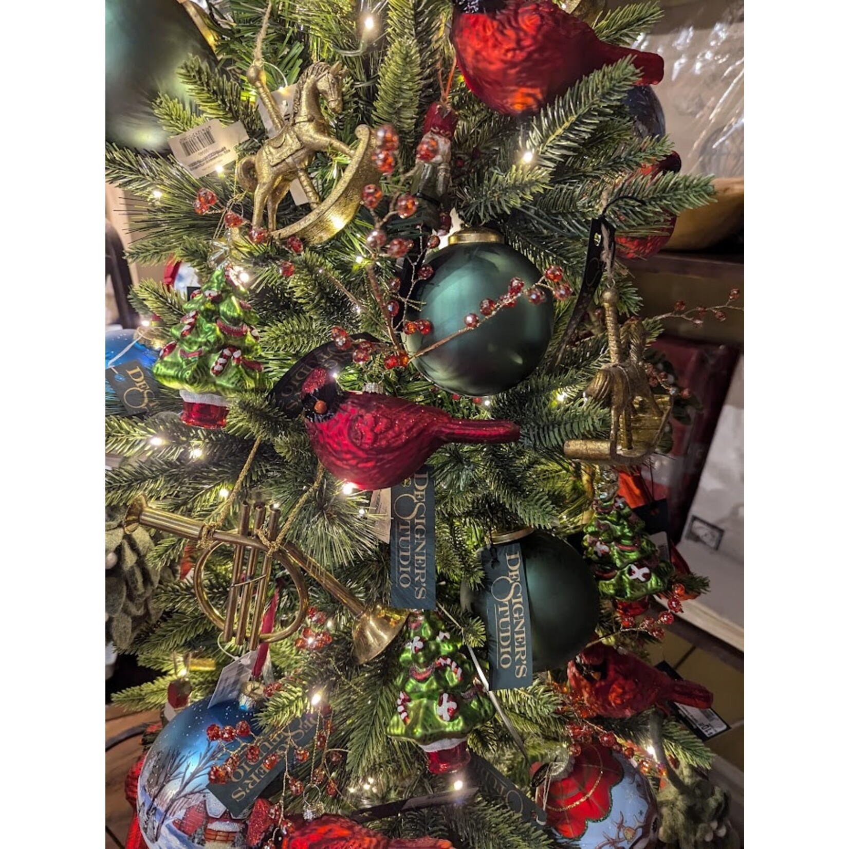 RAZ Imports Cardinal Bird Glitter Glass Ornament 5.25"