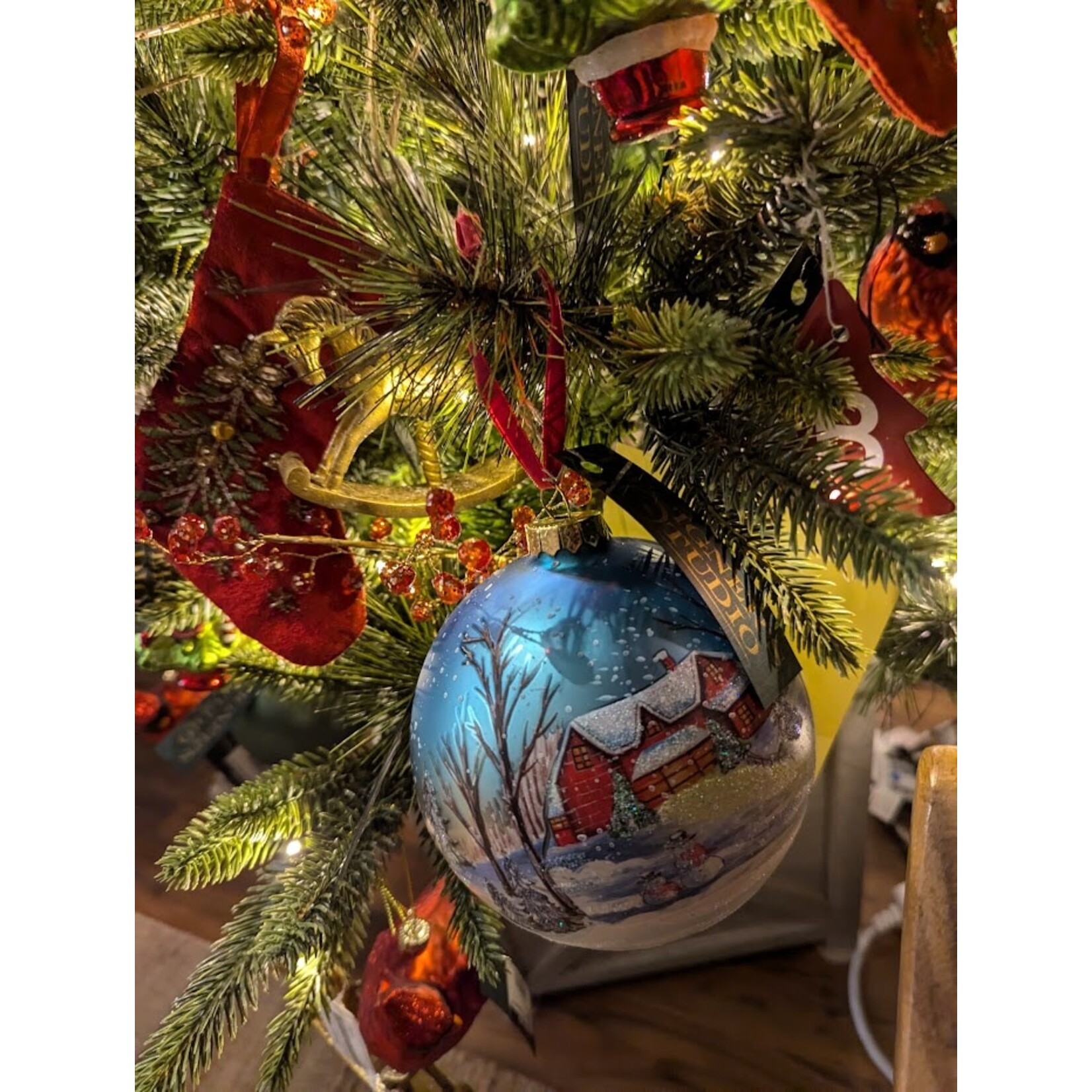 Shishi LLC Glass Ball with House & Snow Ornament