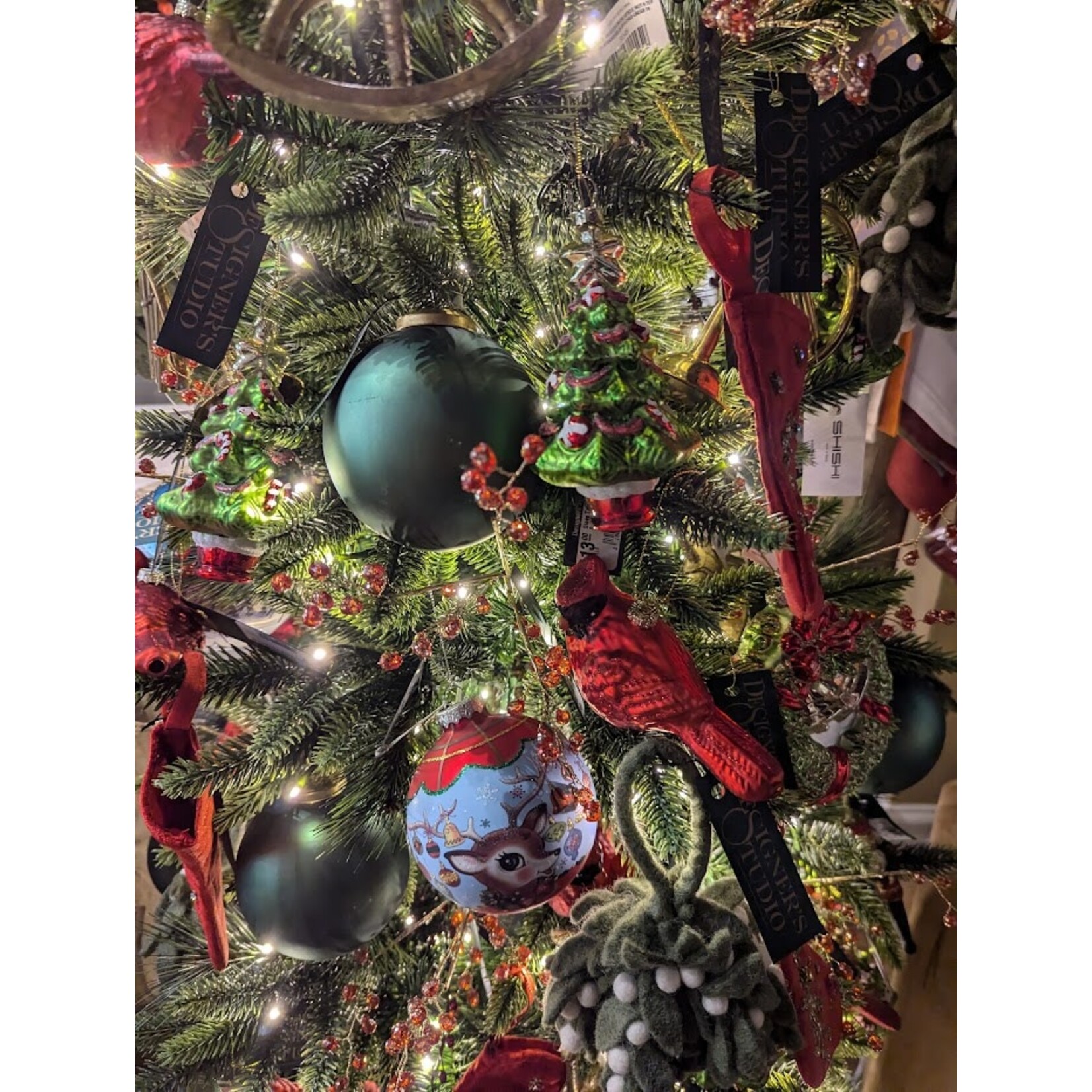 Katherine's Collection Retro Print Glass Ornament Reindeer