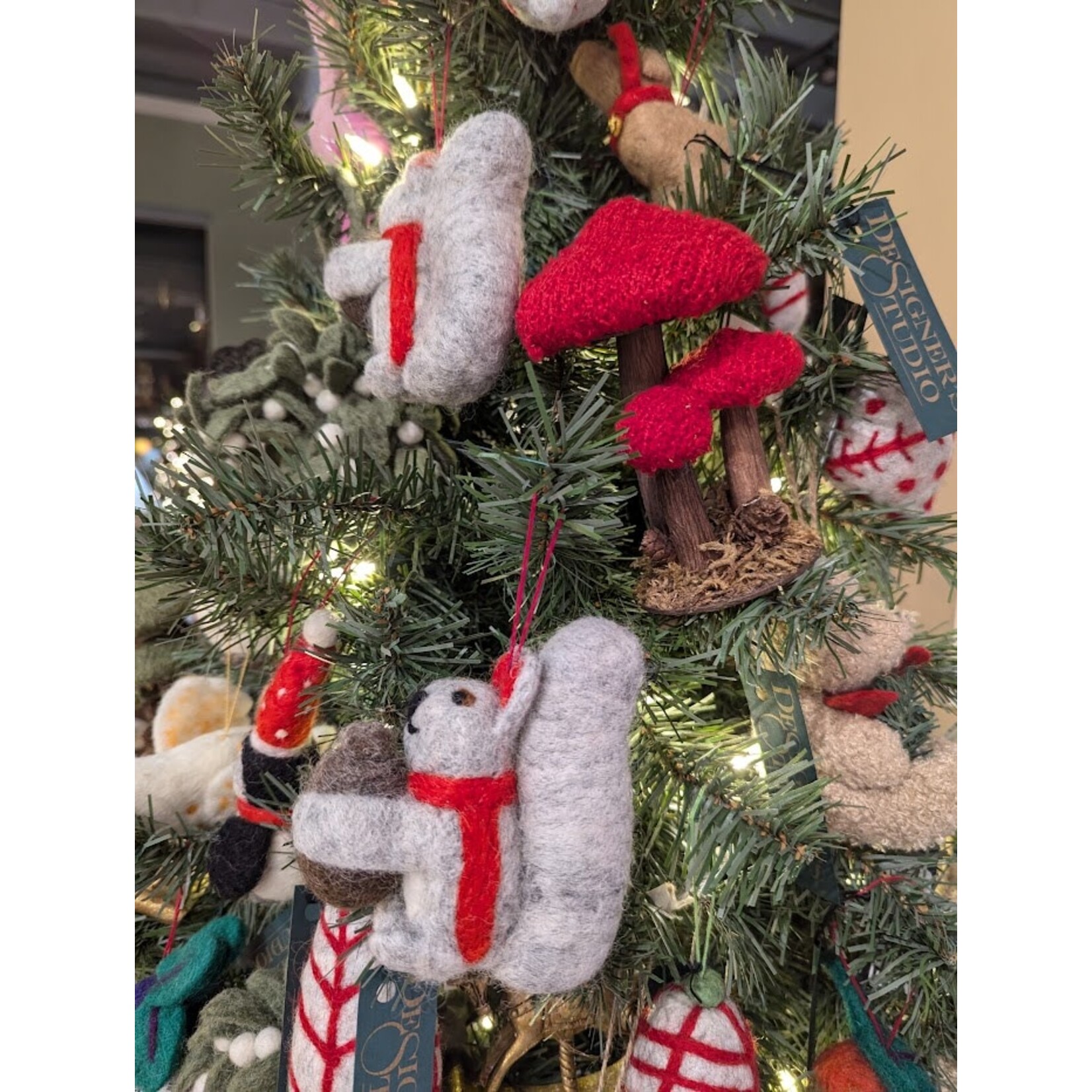 Rockflowerpaper Grey Squirrel Handmade Felt Ornament