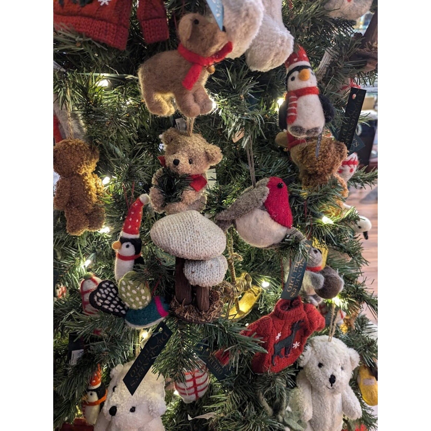 Shishi LLC Teddy Bear with Red Scarf Ornament