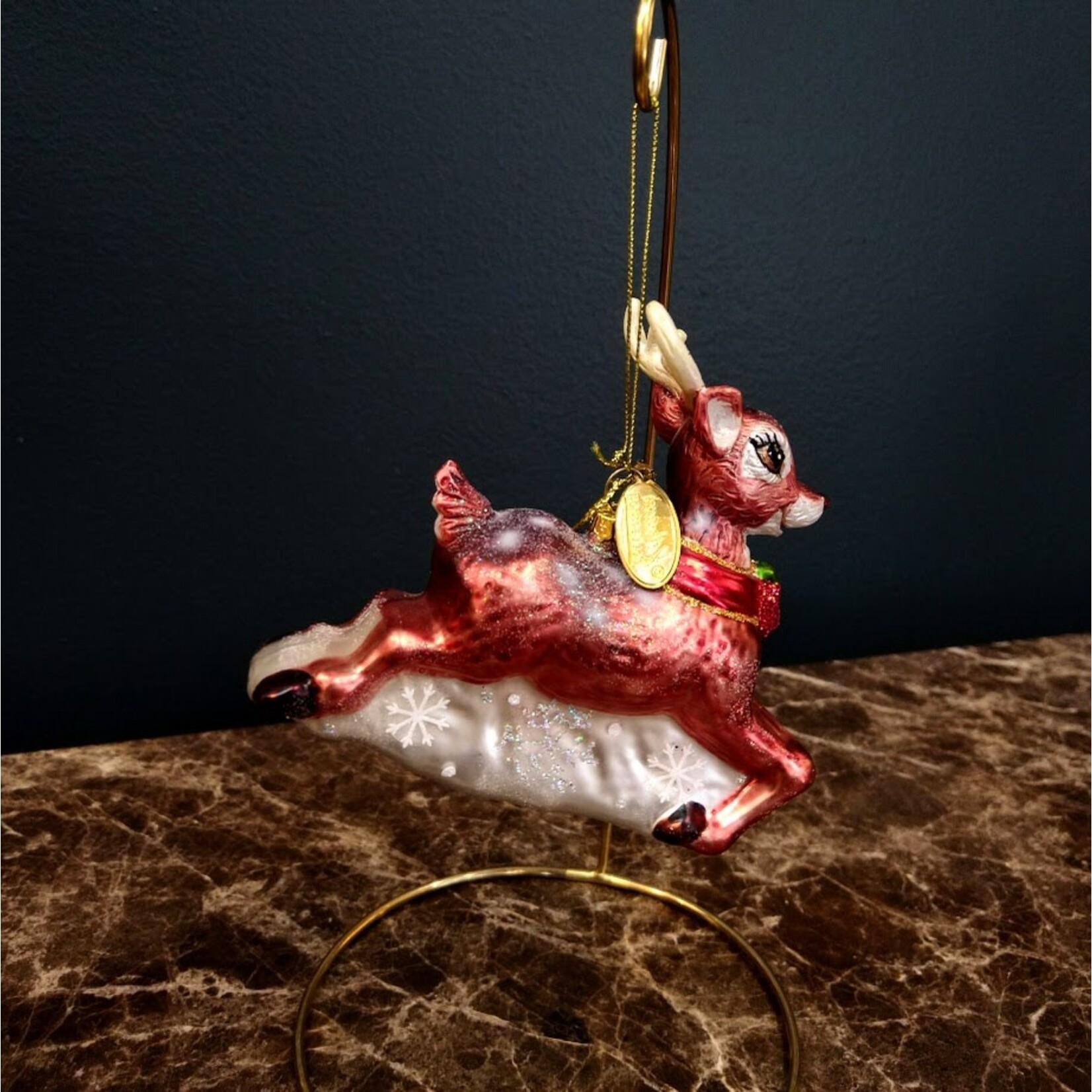 Katherine's Collection Retro Reindeer Glass Ornament