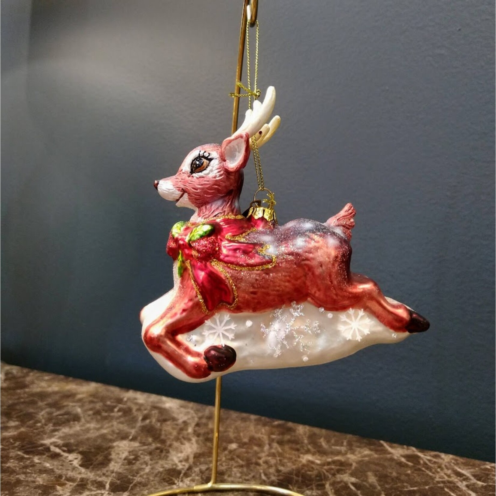 Katherine's Collection Retro Reindeer Glass Ornament
