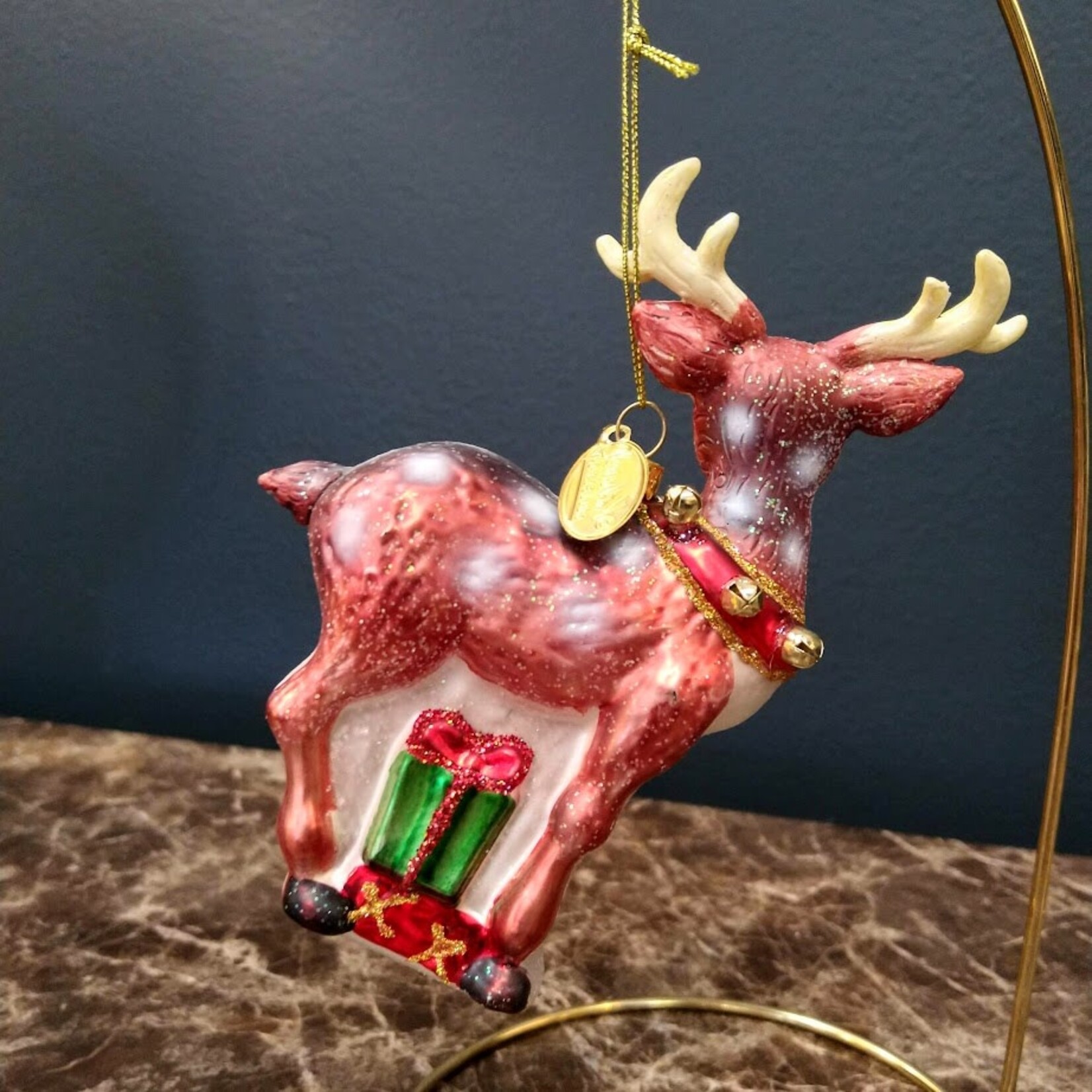 Katherine's Collection Retro Reindeer Glass Ornament