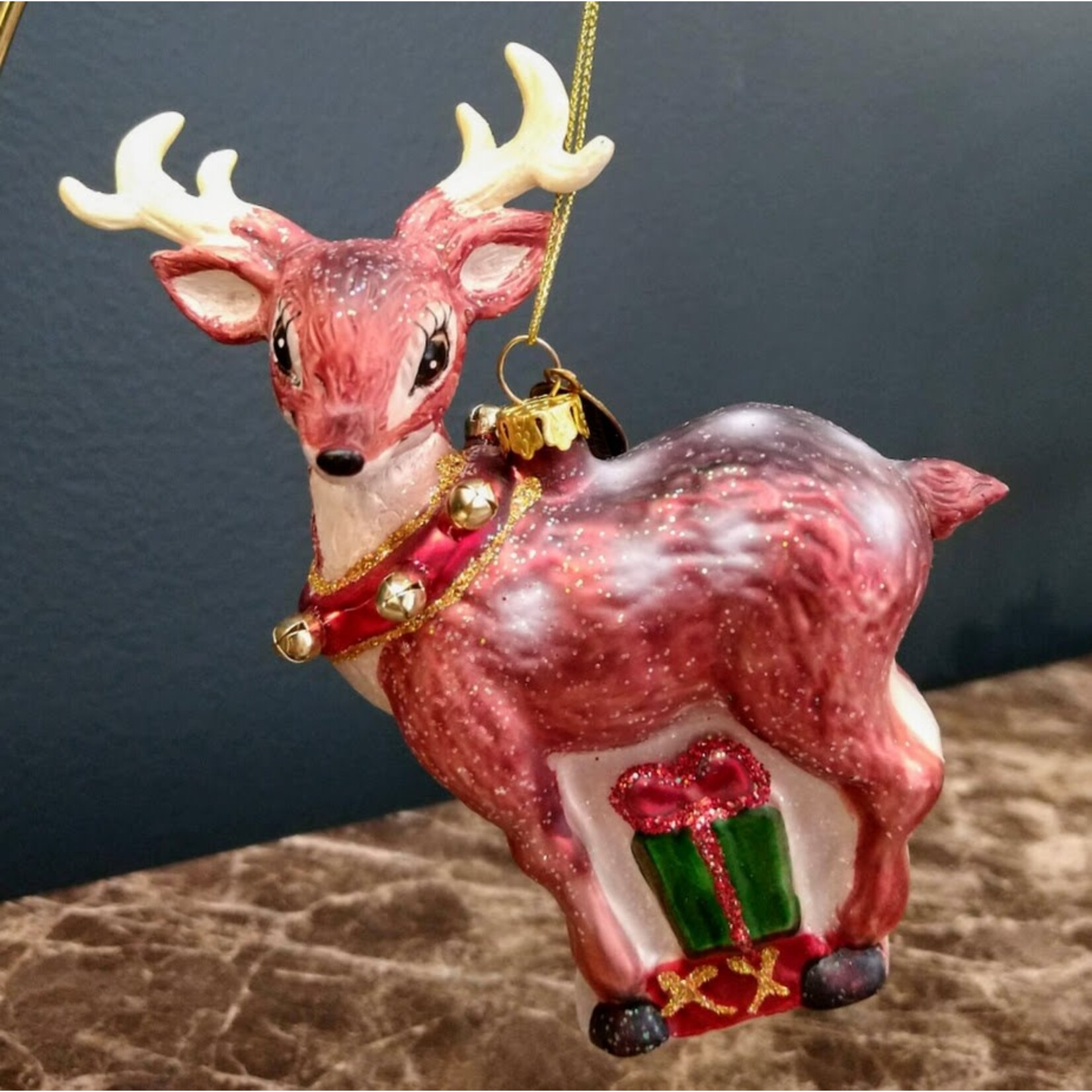 Katherine's Collection Retro Reindeer Glass Ornament