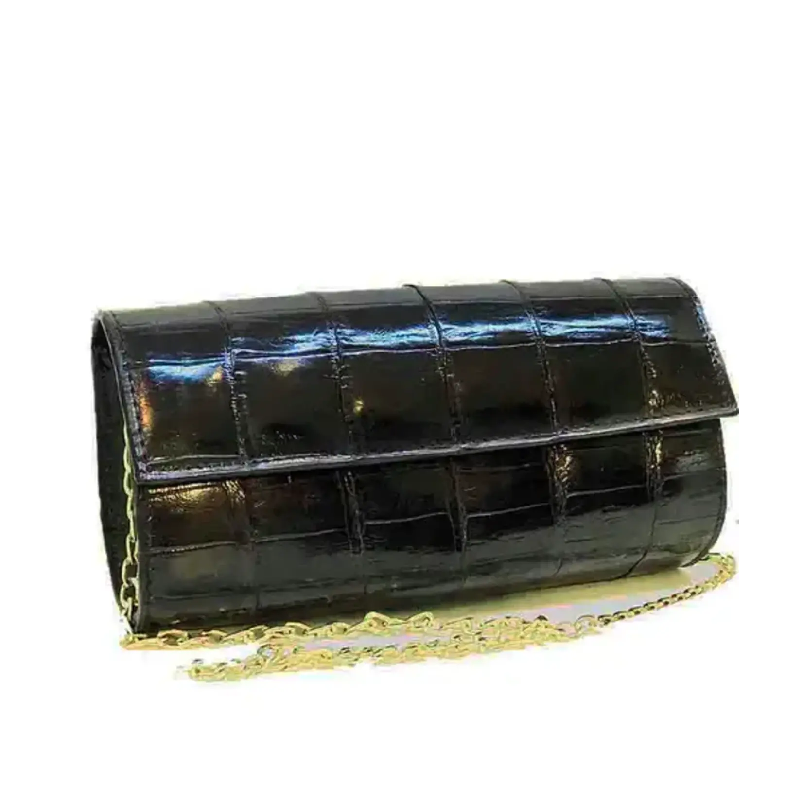 John Cole Turquoise Foggia Large Crocodile Overlap Clutch Handbag