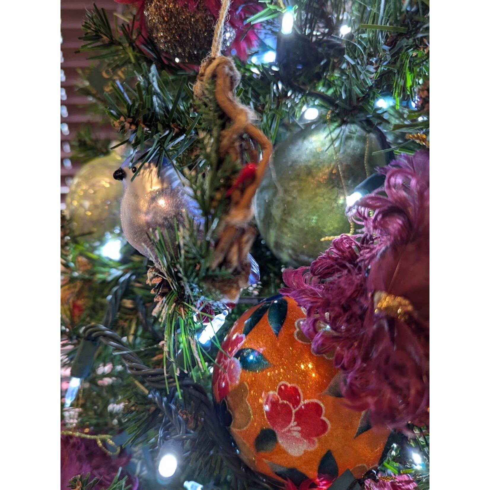 Katherine's Collection Glass Blue Bird on Wreath Ornament