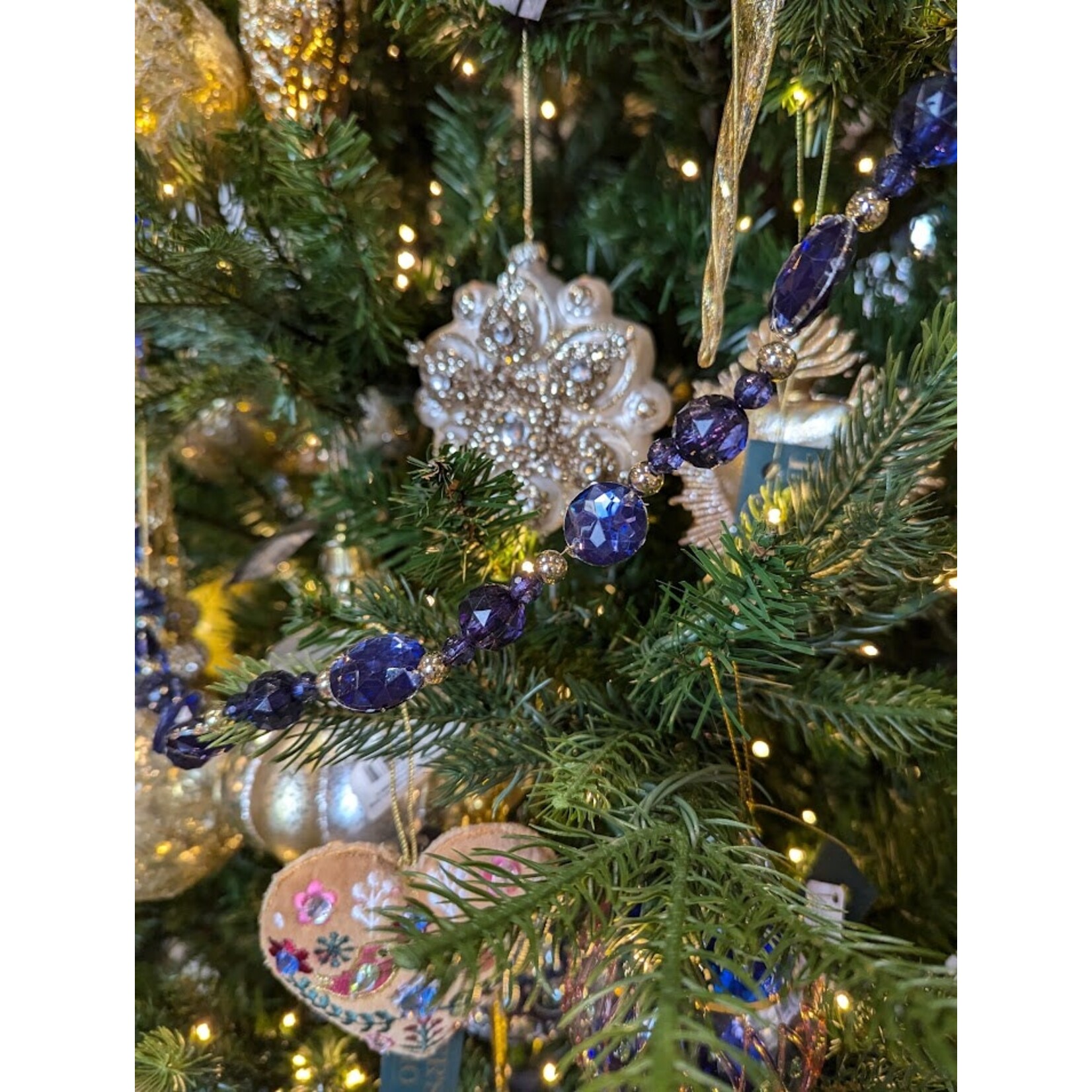RAZ Imports Blue Jewel Beaded Garland 5'