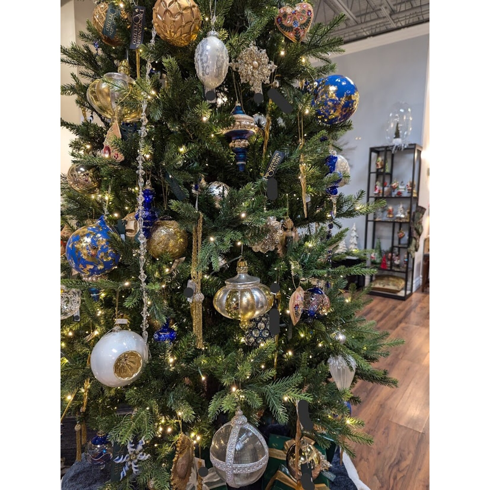 Jim Marvin Enterprises Dark Blue Dipped in Gold Glass Ball Ornament 4.72"