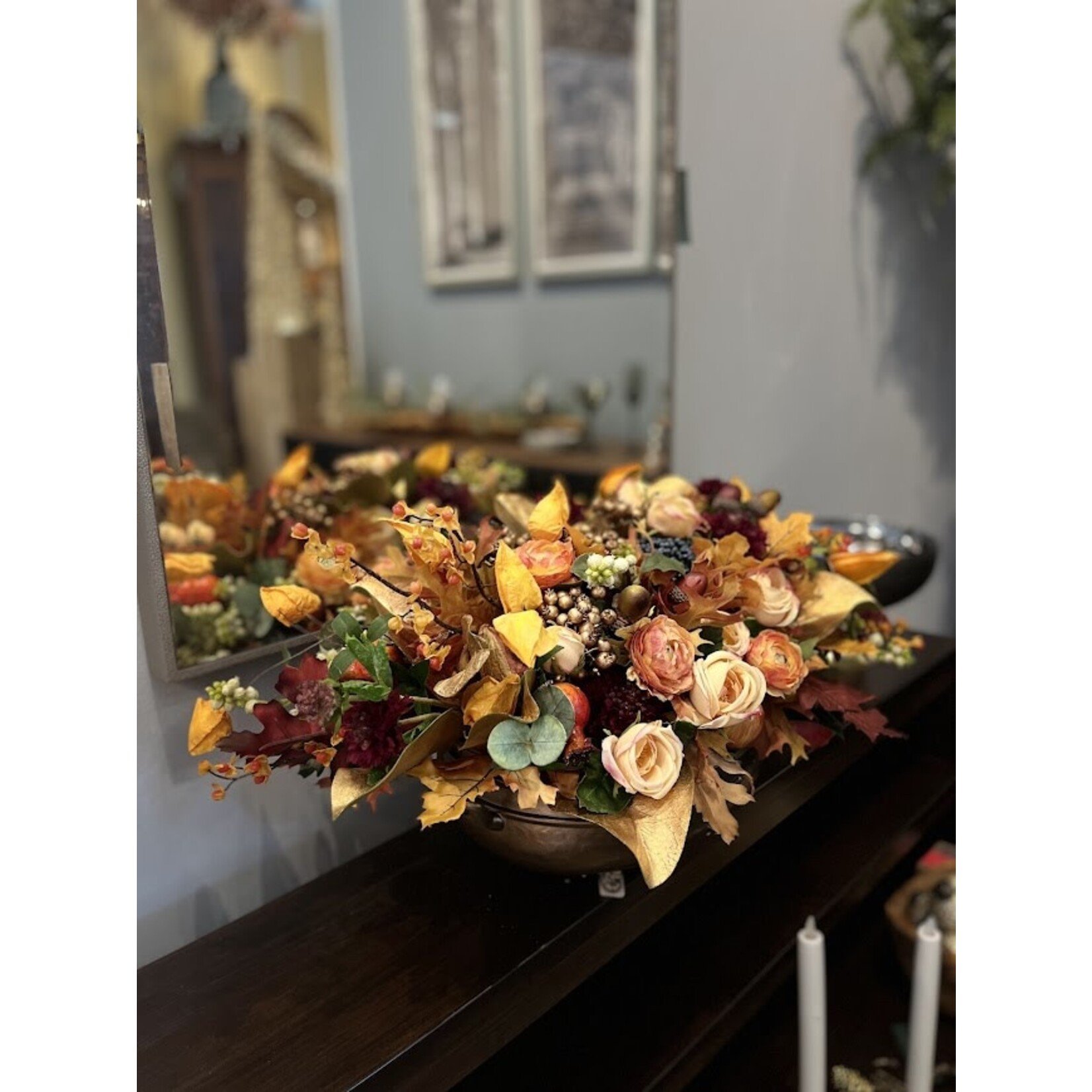 Winward Floral & Seasonal Decor Faux Ranunculus Berry Fall Centerpiece Floral Arrangement