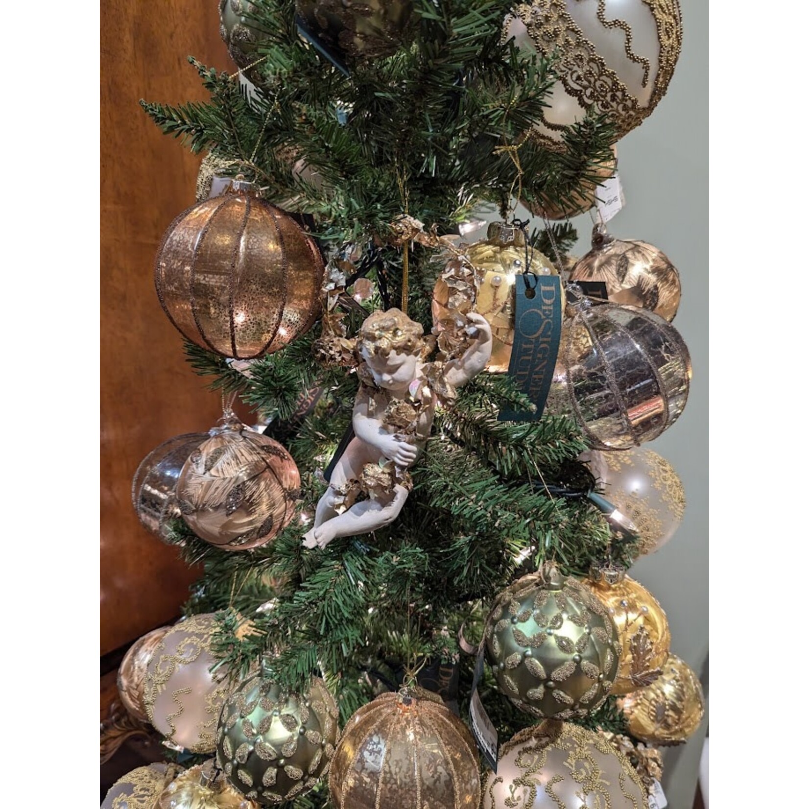 Shishi LLC Glass Ball Glitter Leaves Ornament 3"
