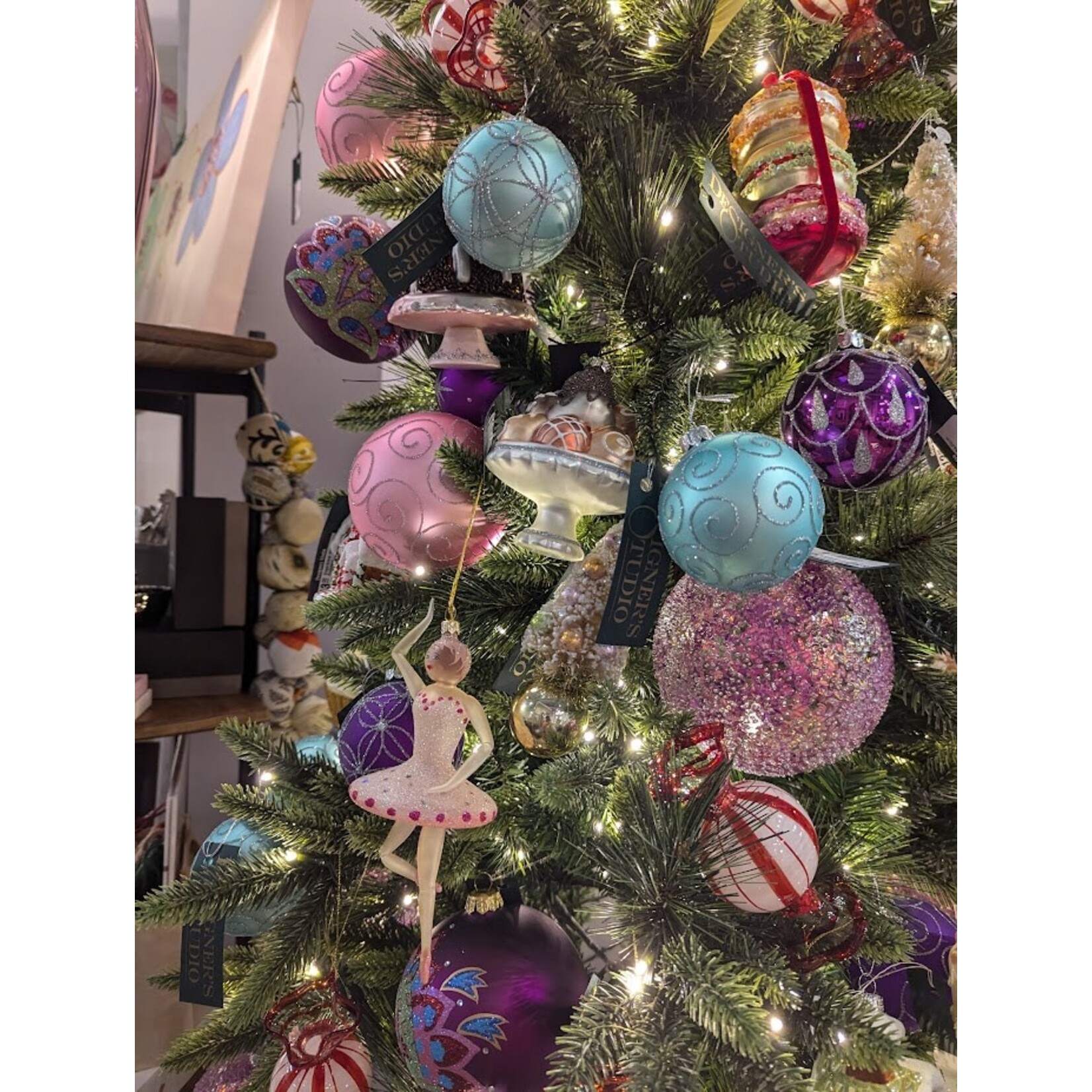 Tannenbaum Treasures Bohemian Flower Glitter Ball Ornament