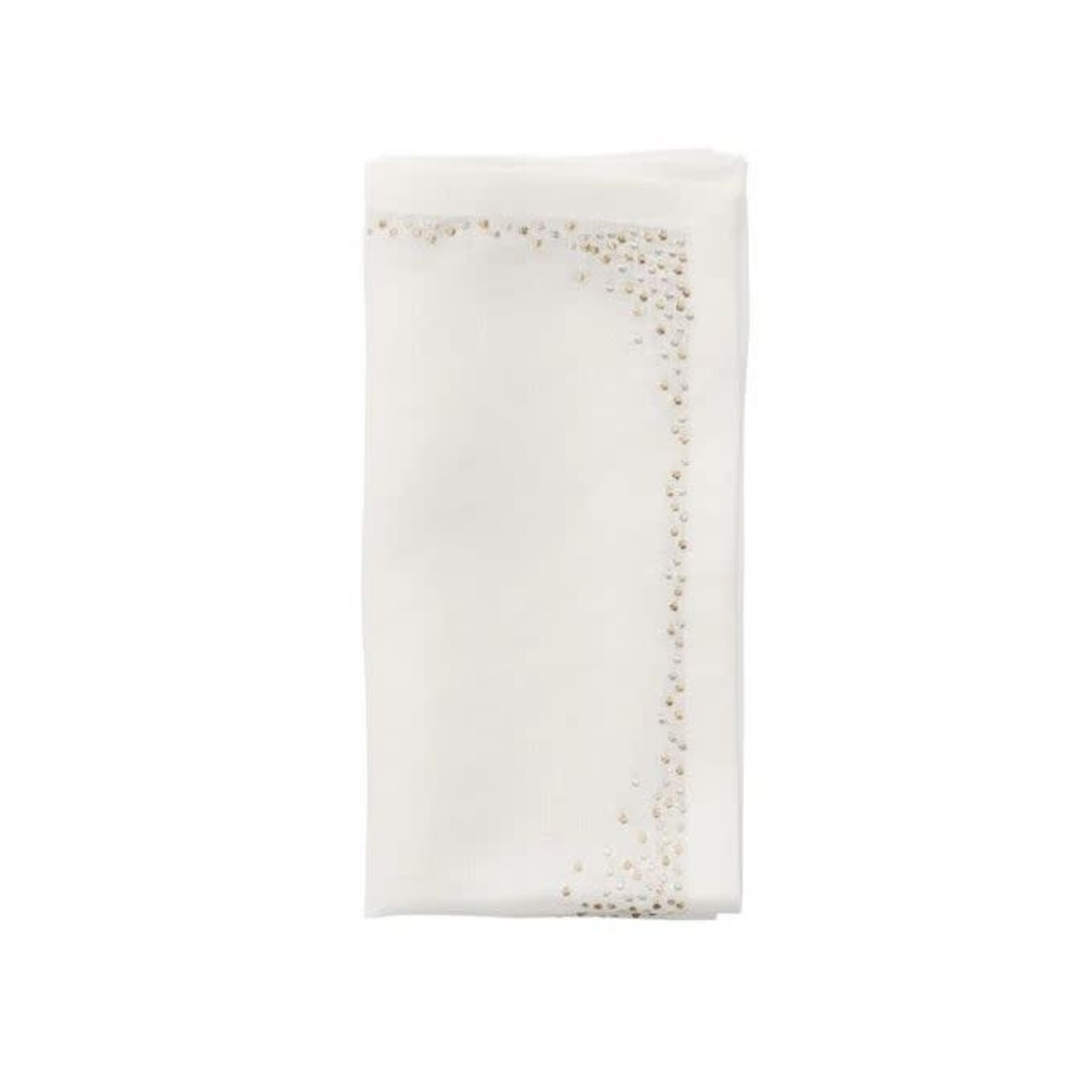 Kim Seybert Pin Dot Napkin in White Gold Silver