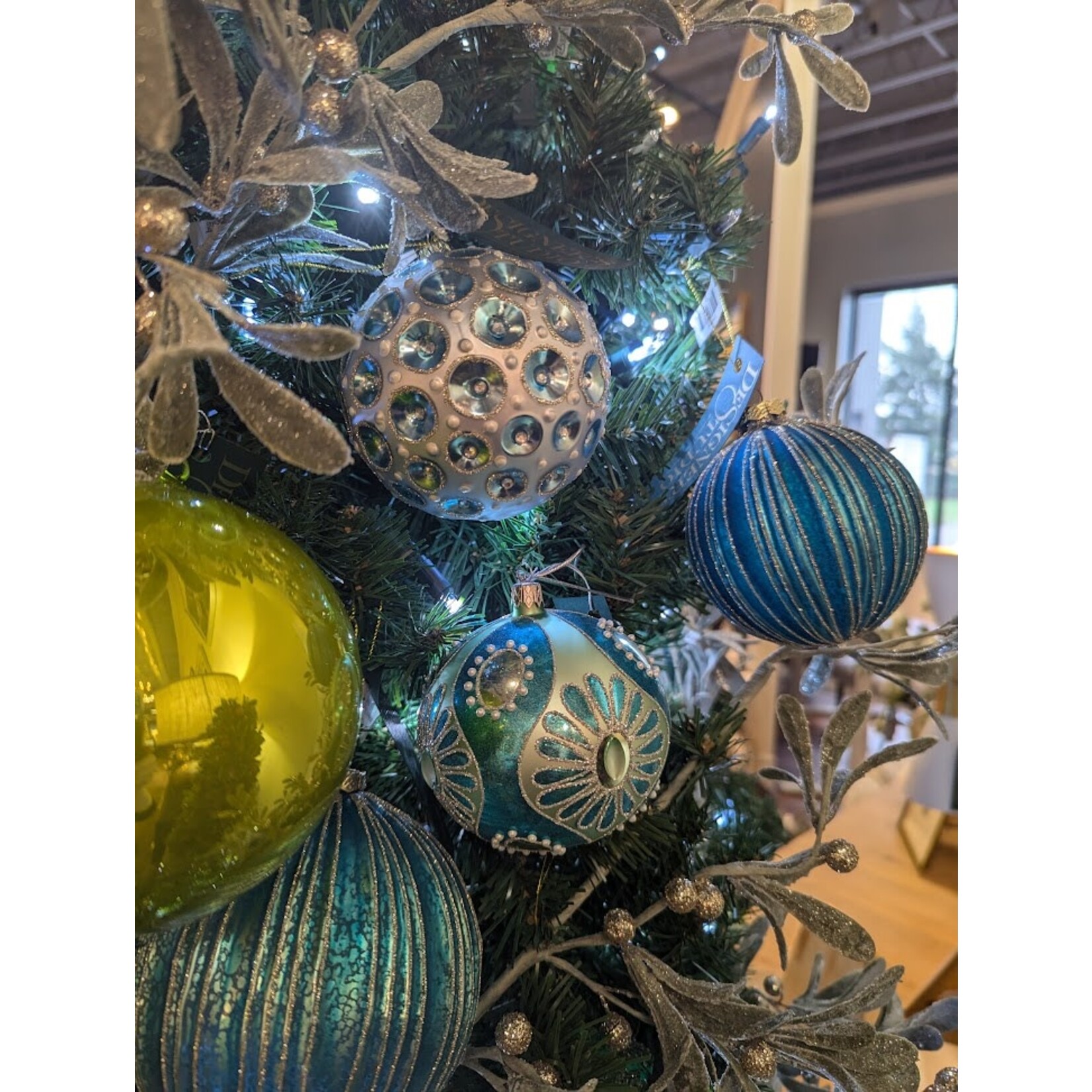 Katherine's Collection Glass Pirouette Green & Silver Bauble Ornament