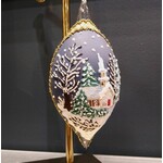 Peter Priess Handcrafted Snowy Christmas Scene Drop Ornament