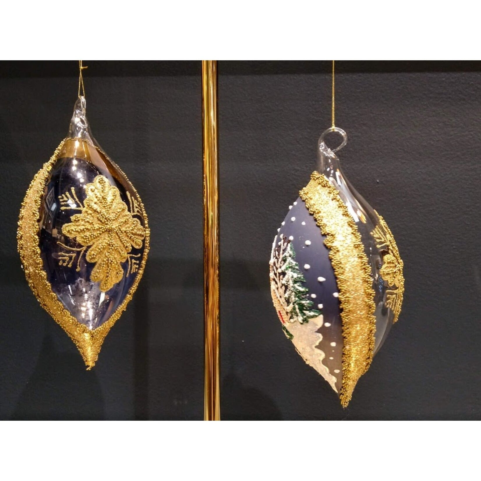 Peter Priess Handcrafted Snowy Christmas Scene Drop Ornament