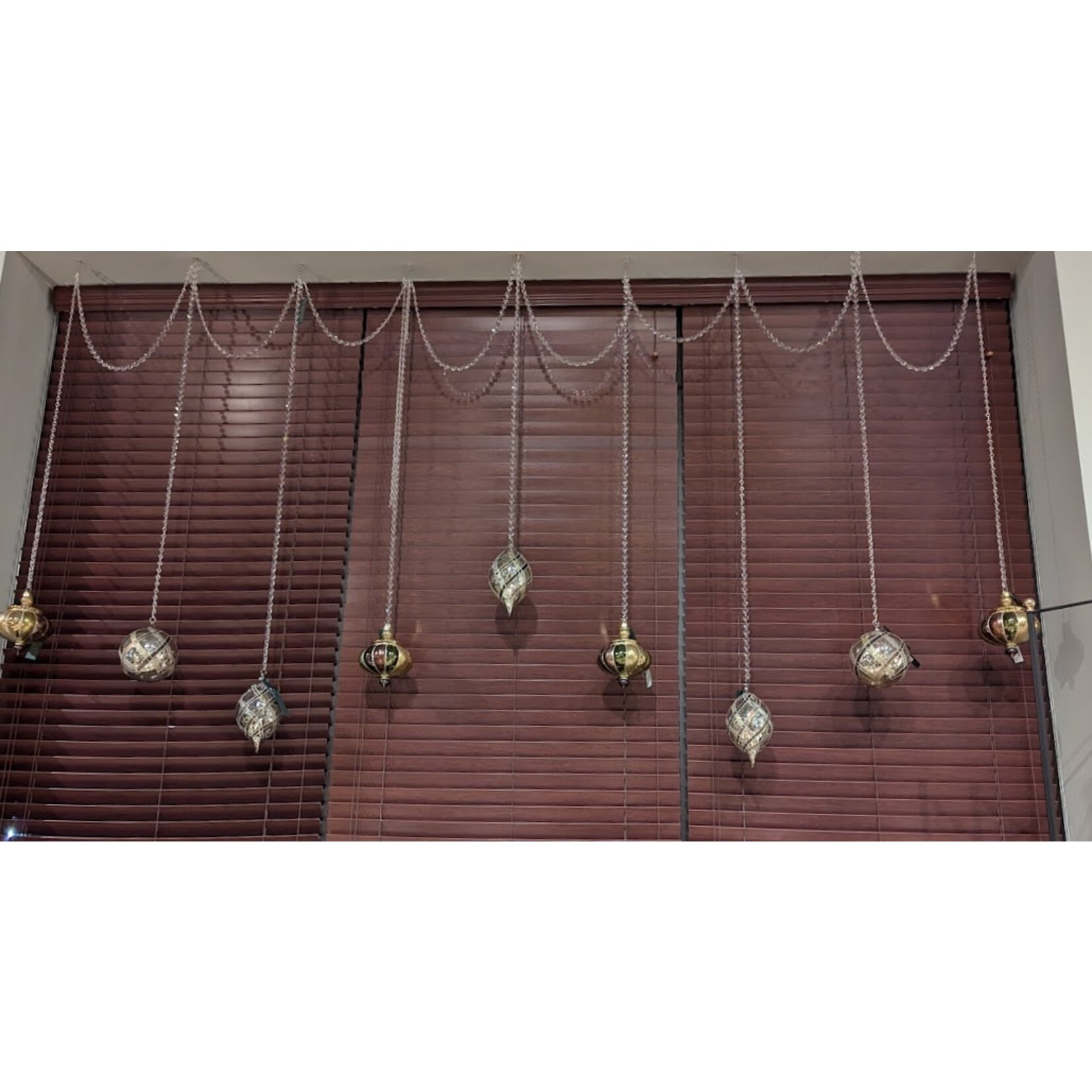 Napa Home and Garden Taupe Gold Plaid Glass Ornament Ball