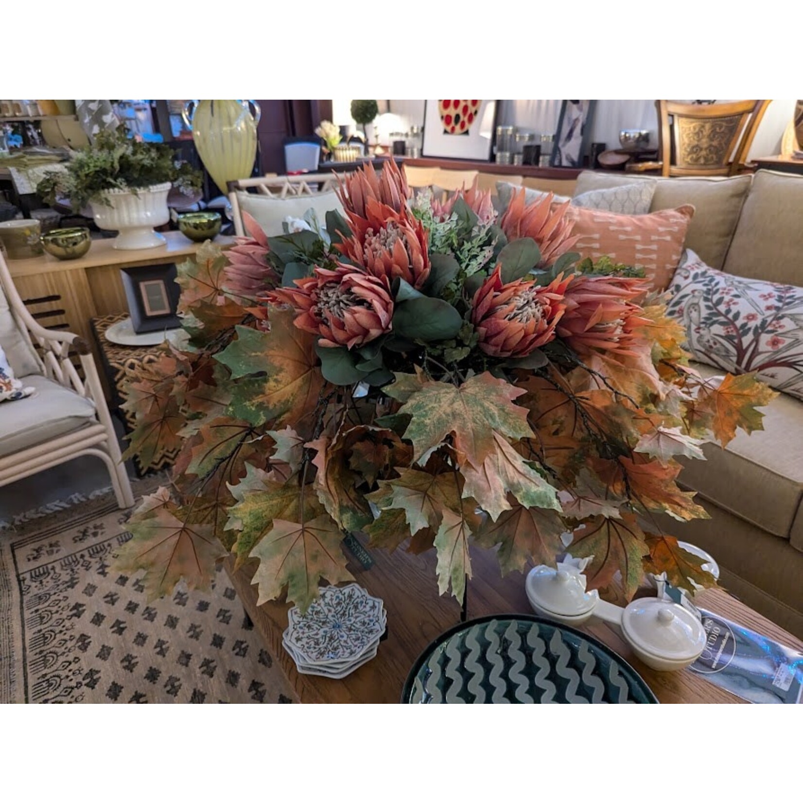 Napa Home and Garden Maple Leaf Faux Branch 30.5" Green Amber