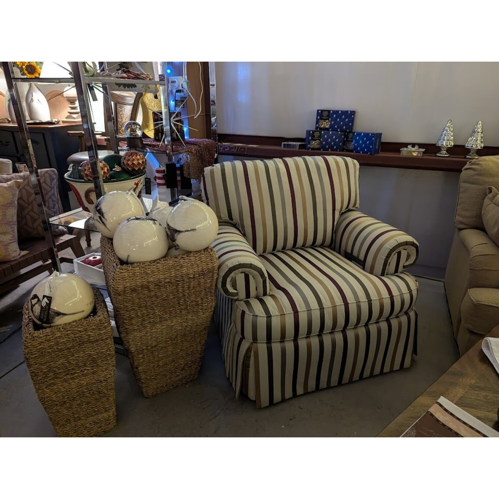 Sherrill Furniture Roll Arm Striped Chair 9601