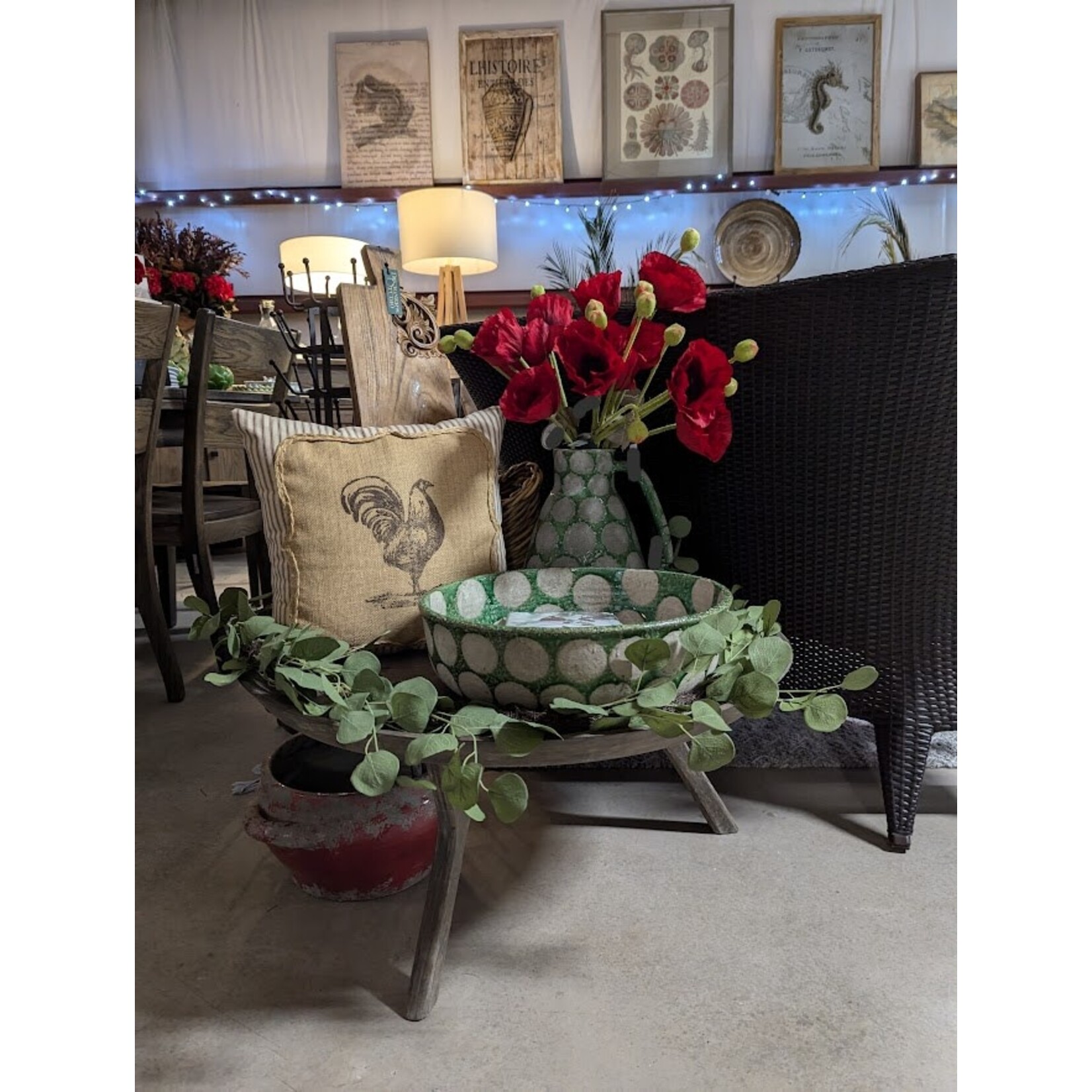 Arteriors Grey Low Round Cocktail Table