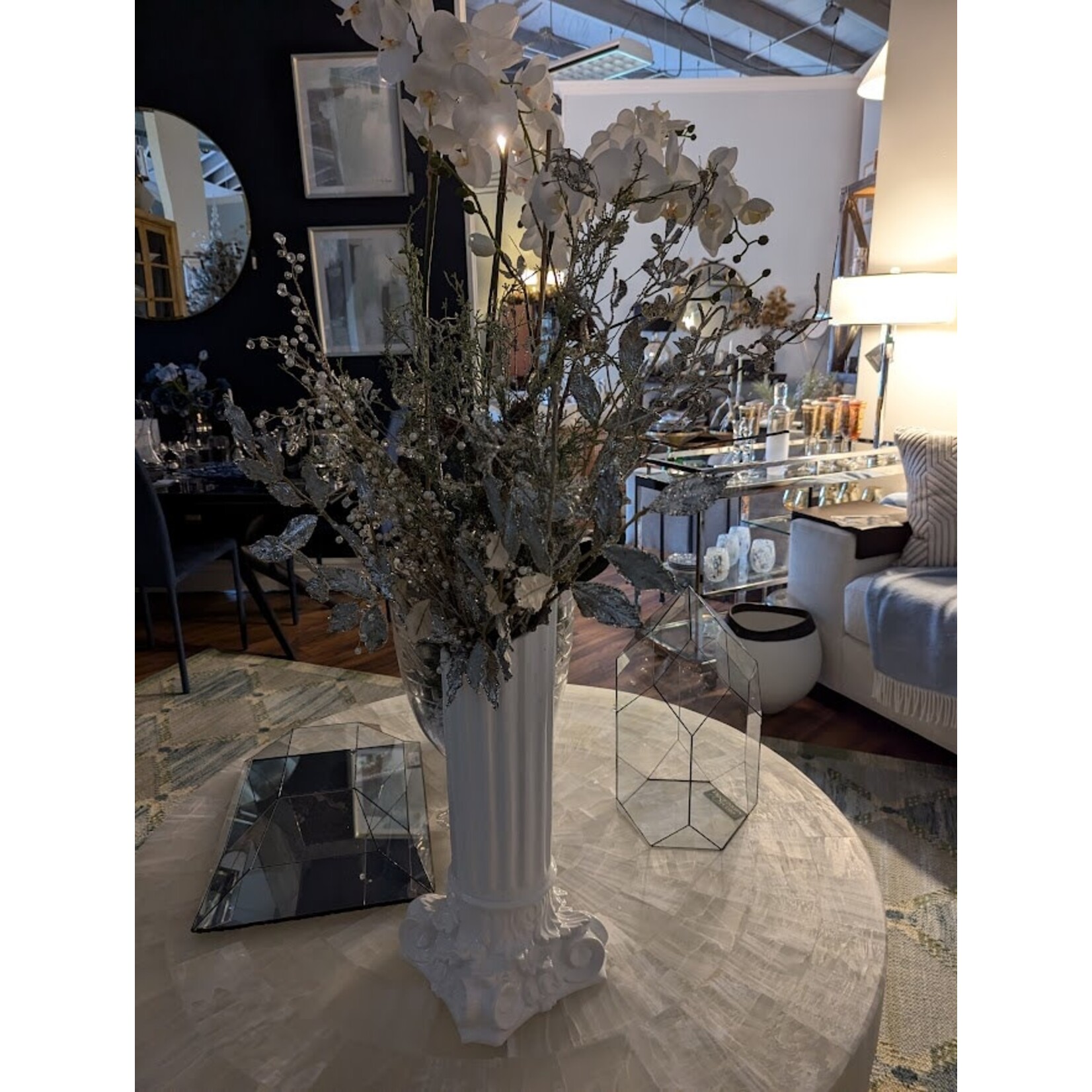 Carole Stupell LTD Vintage Glazed Porcelain Column Planter Vase White