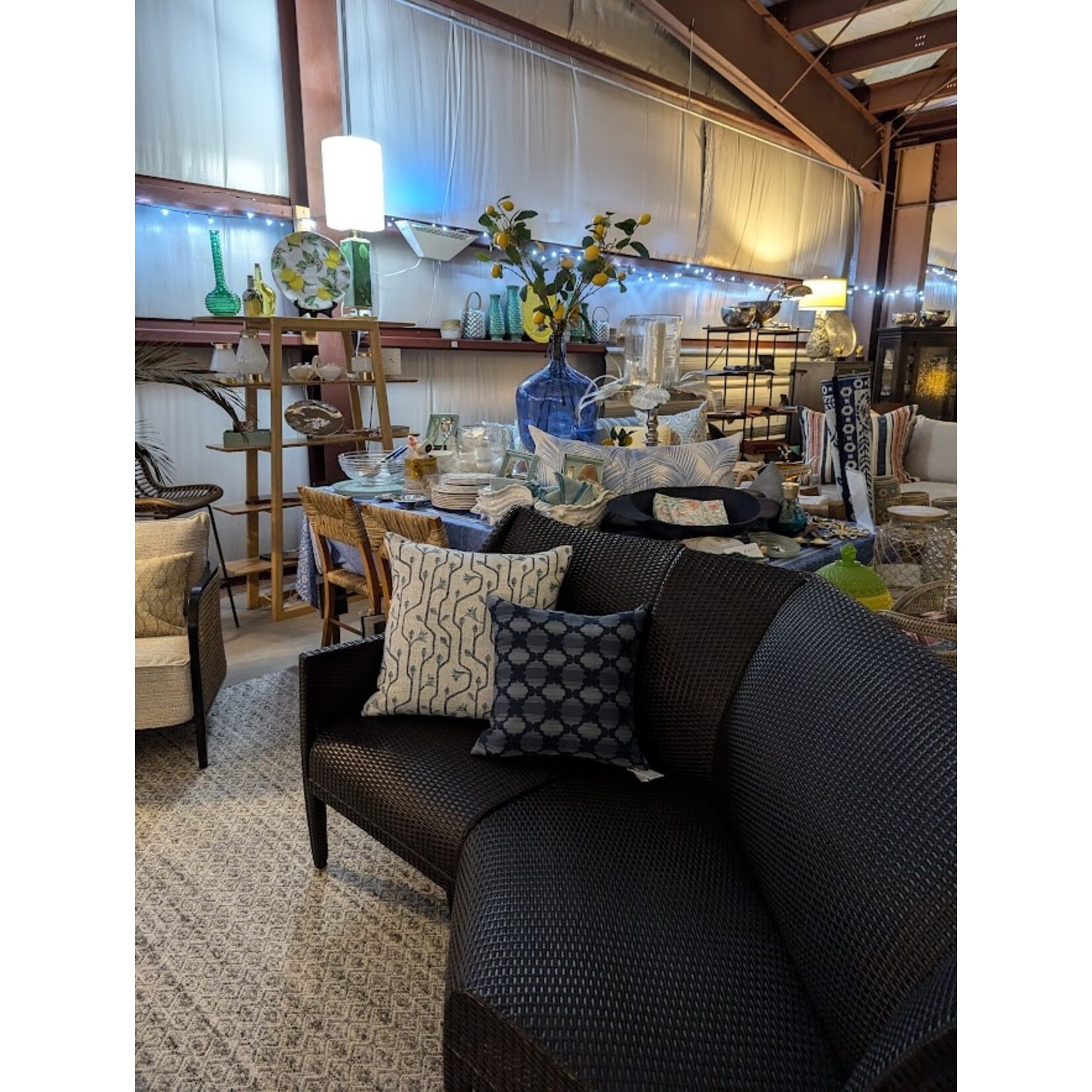 Kevin O'Brien Studio Craftsman Weather Resistant Blue Throw Pillow 22x22