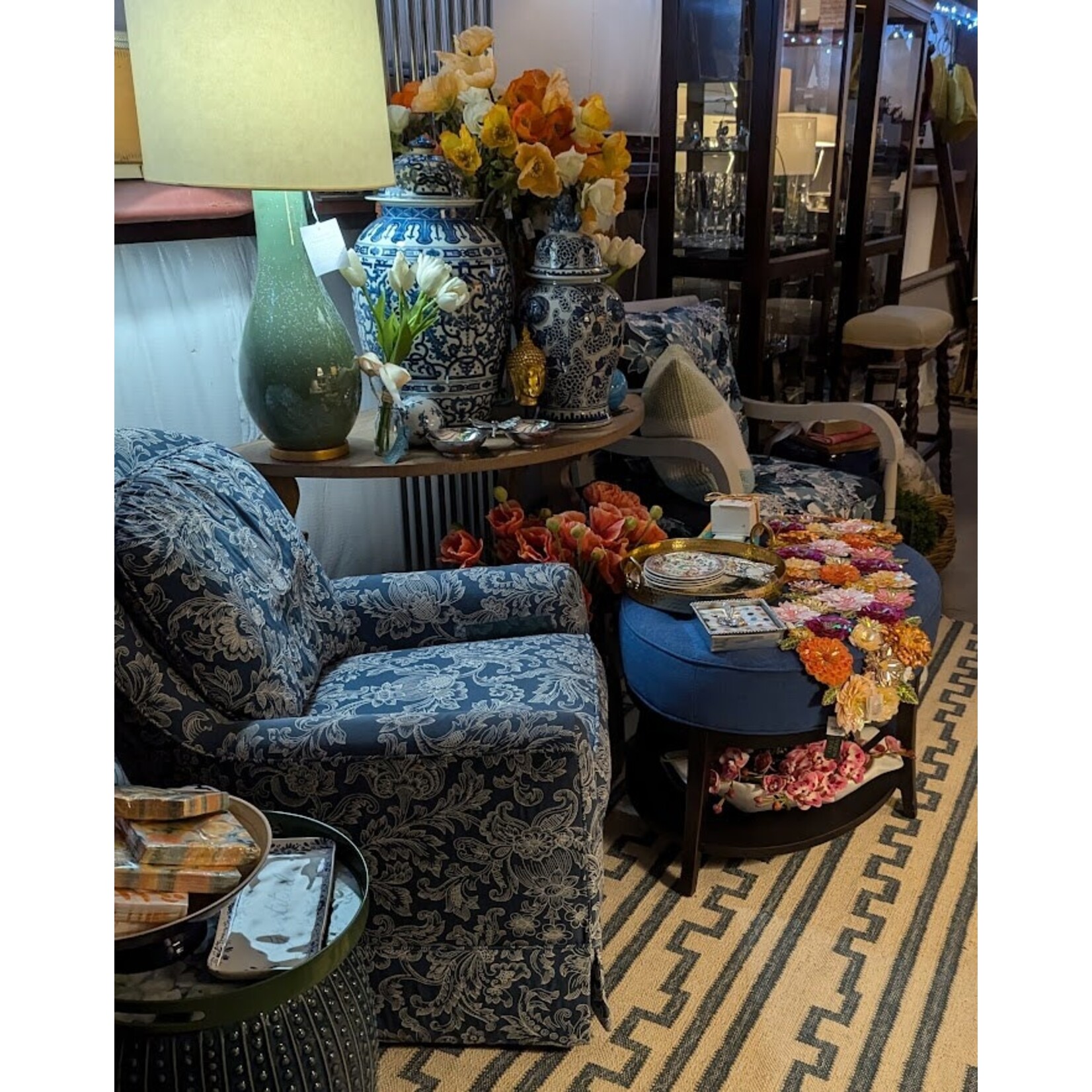 Fairfield Stonewood Tufted Cocktail Ottoman Sapphire