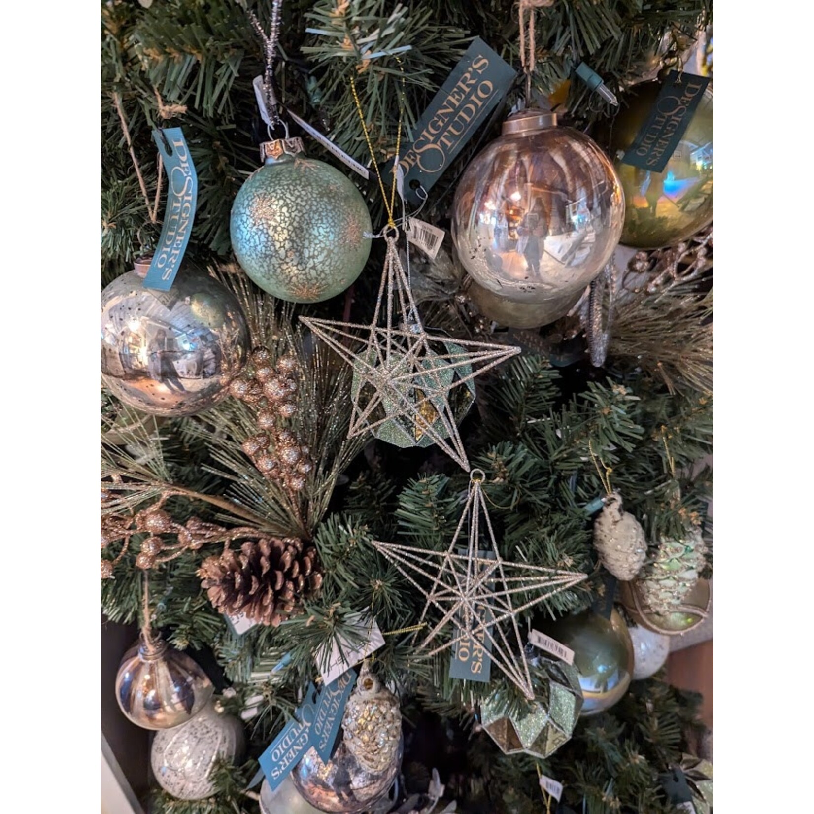 Texxture Chamonix Silver & Gold Glass Ball Ornament 4"