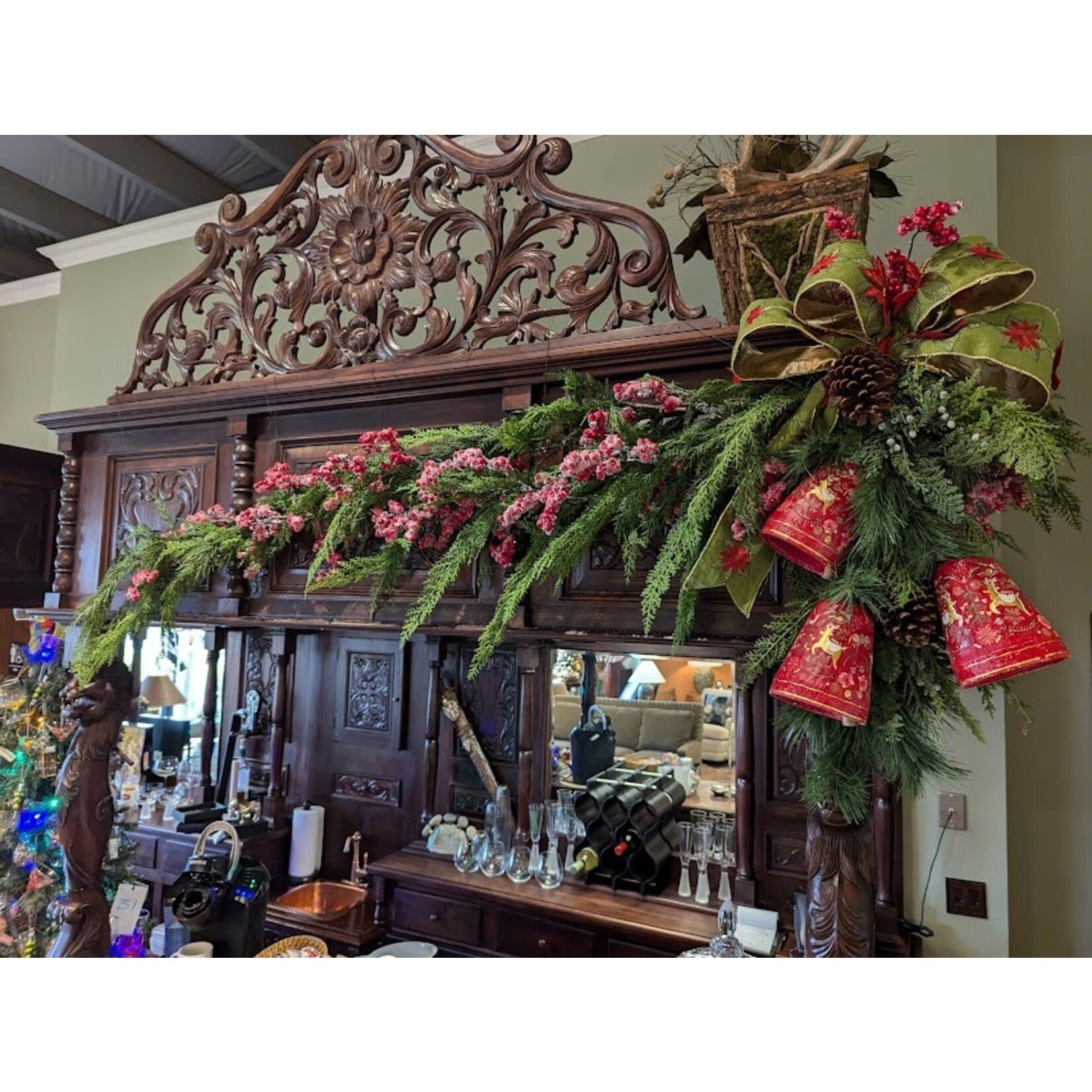 Winward Floral & Seasonal Decor Faux Red Berry Curly Garland 45''