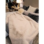Evelyne Prelonge Cream Faux Fur Plaid Throw Blanket