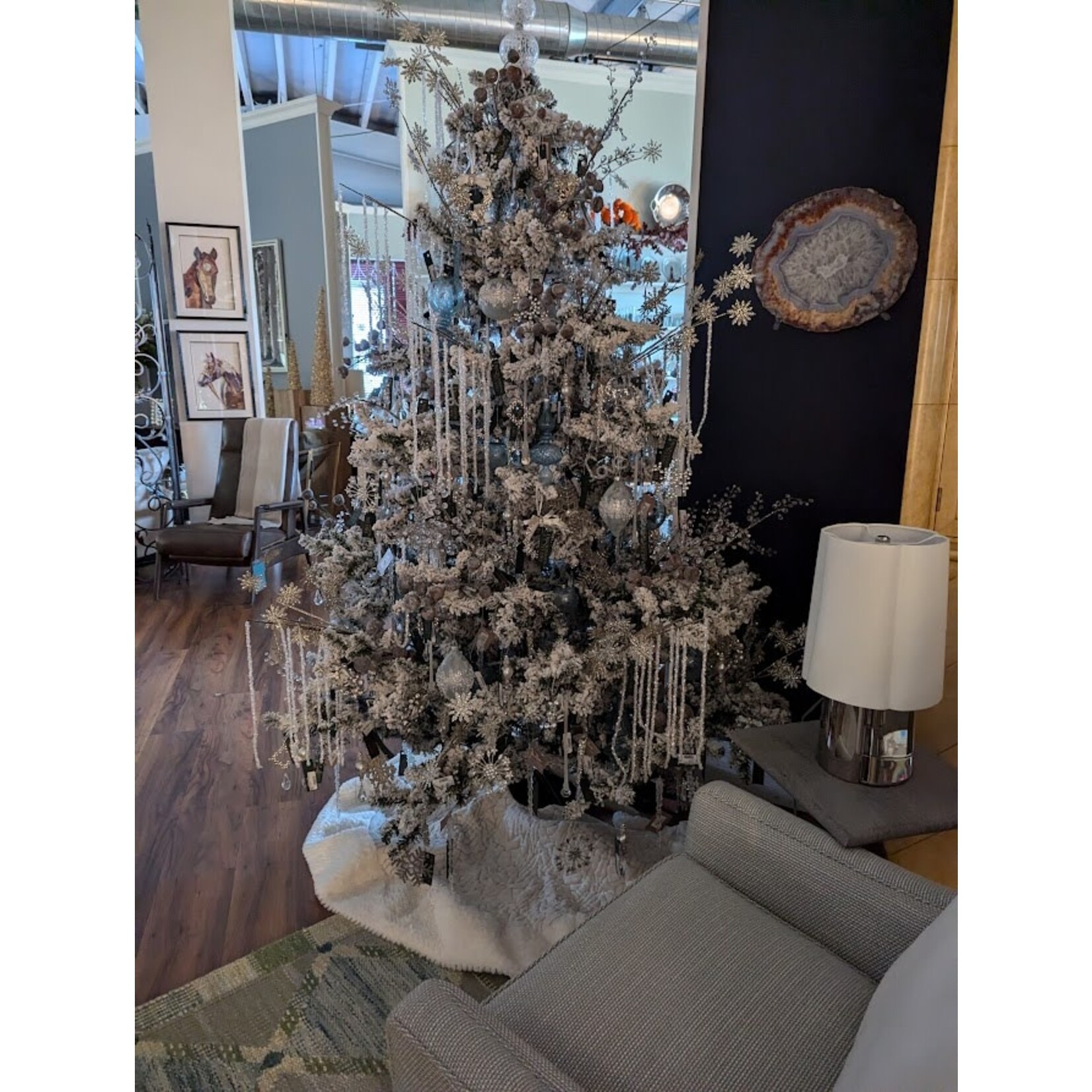 RAZ Imports Silver Beaded Ornament 4"