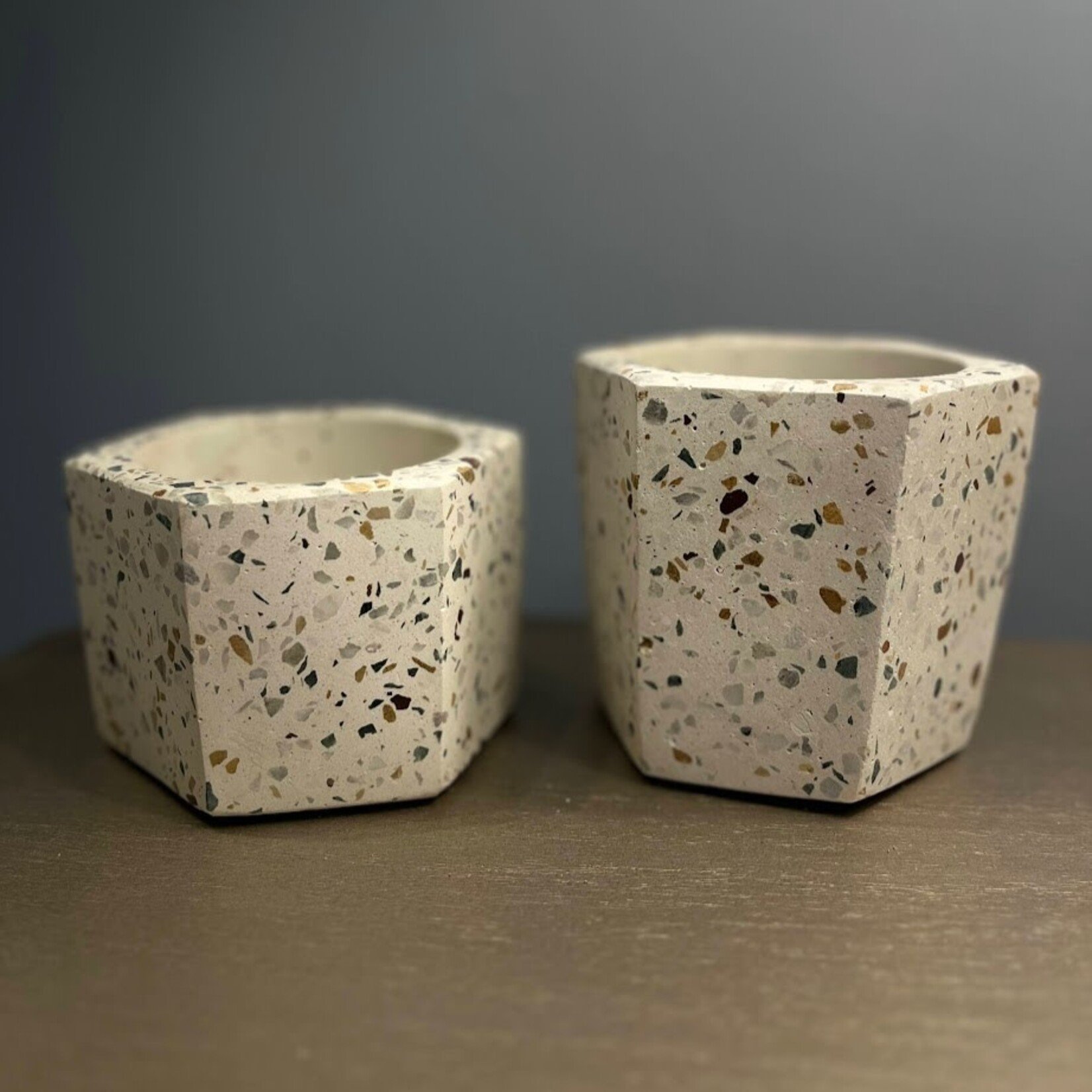 Texxture Terrazza Cement Hex Candleholder Planter