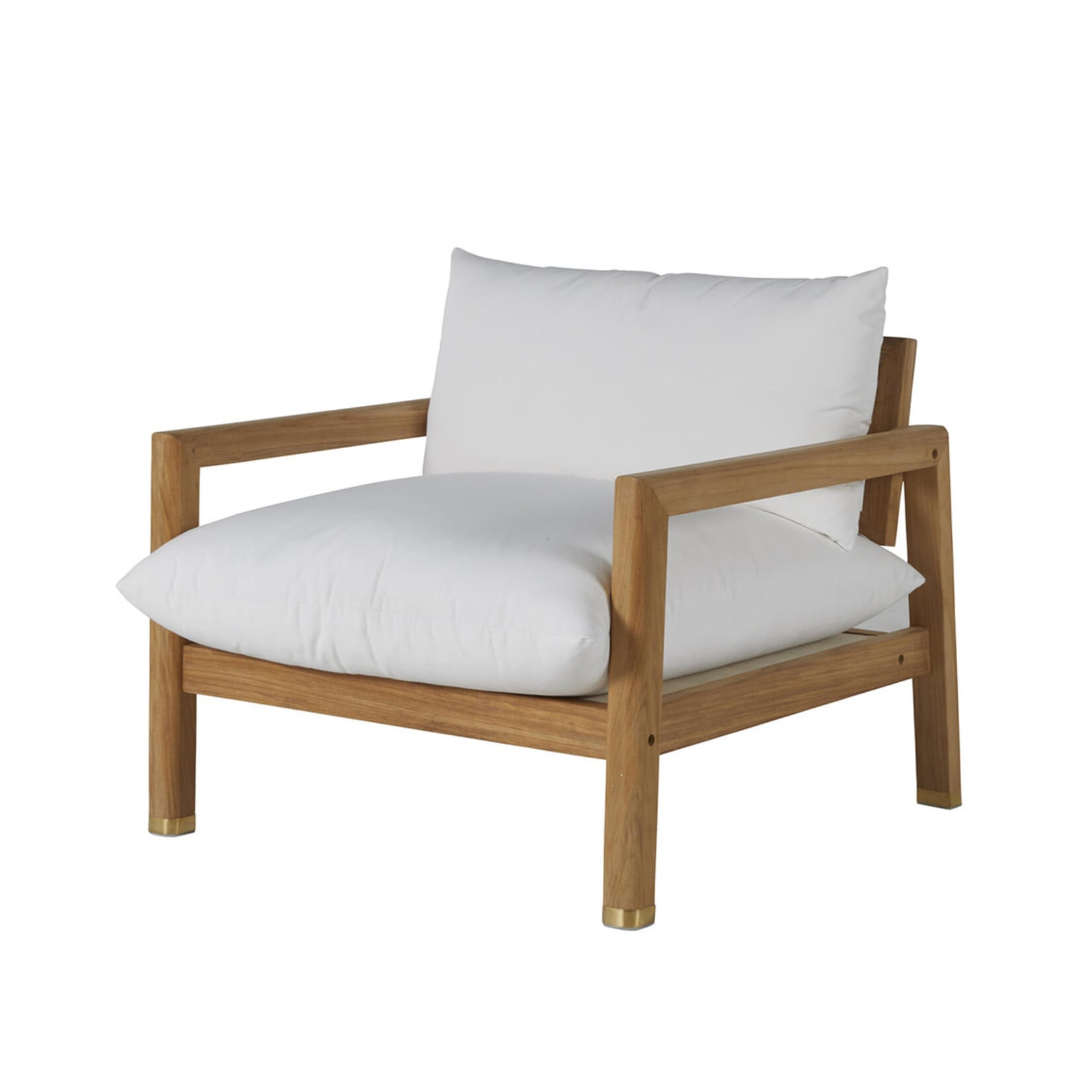 Summer Classics Monterey Natural Teak Lounge Chair & Linen Dove Cushion