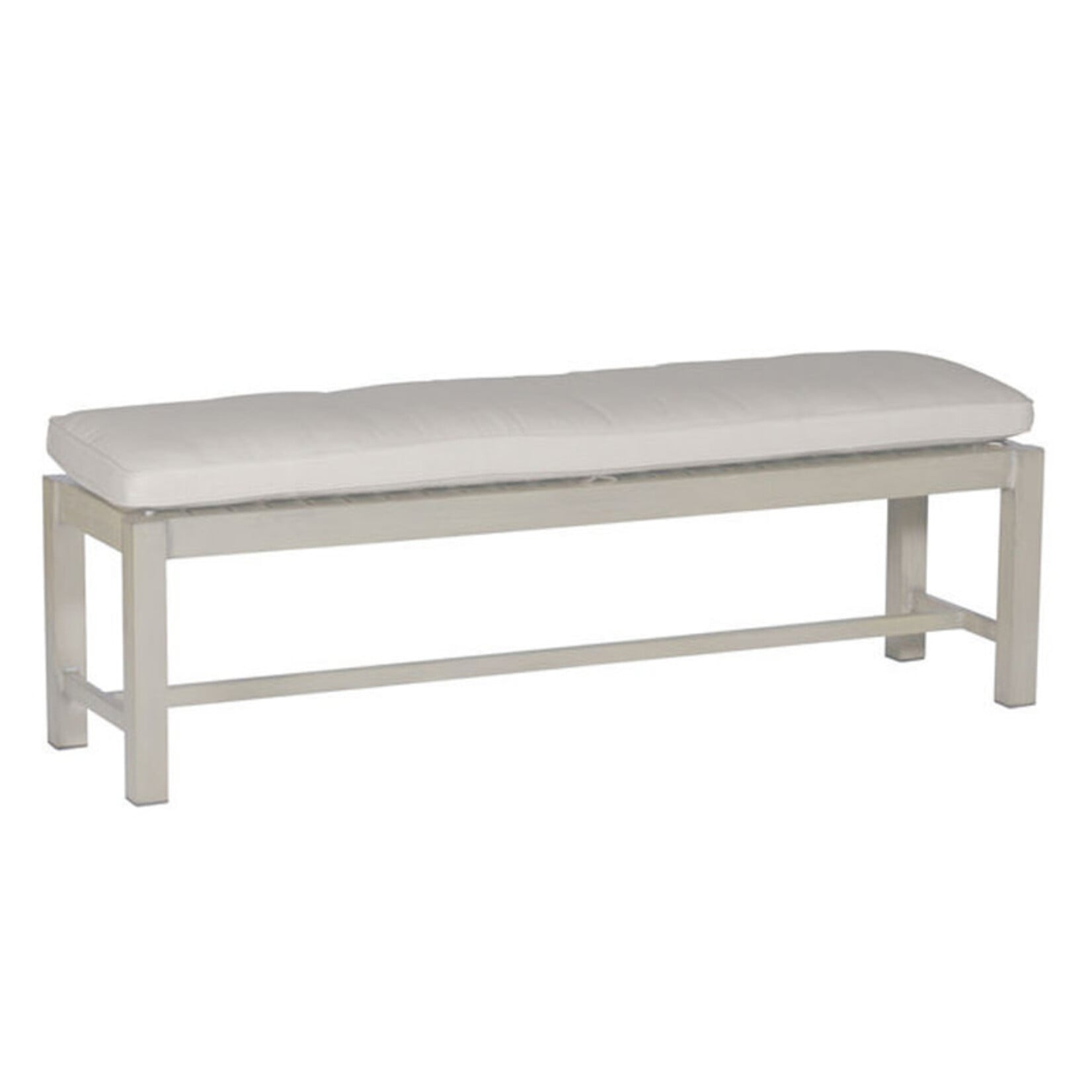 Summer Classics Club Aluminum Oyster 60" Outdoor Bench & Stripe Forest Cushion
