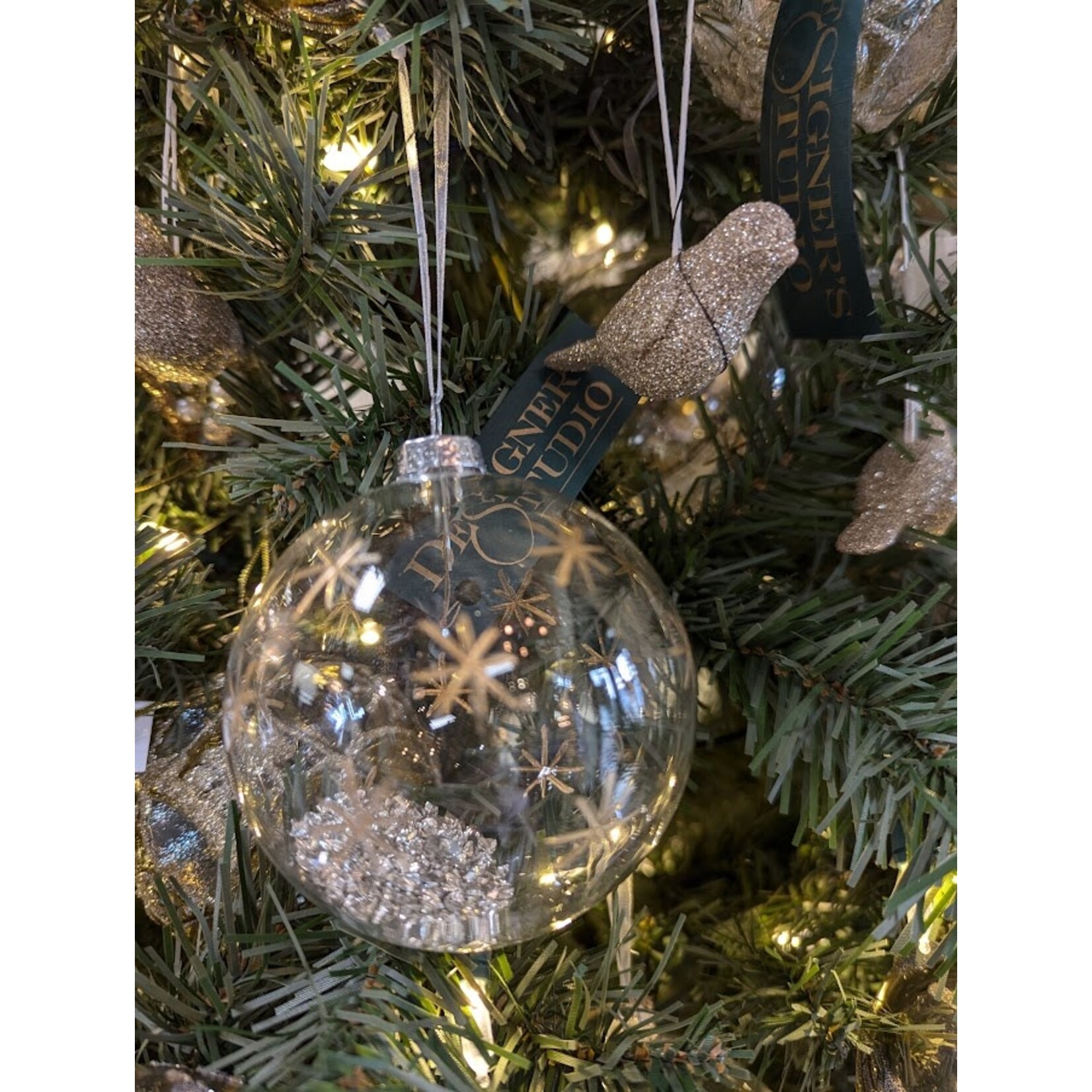 Zodax Clear Ball with Gold Confetti and Decor Ornament Medium