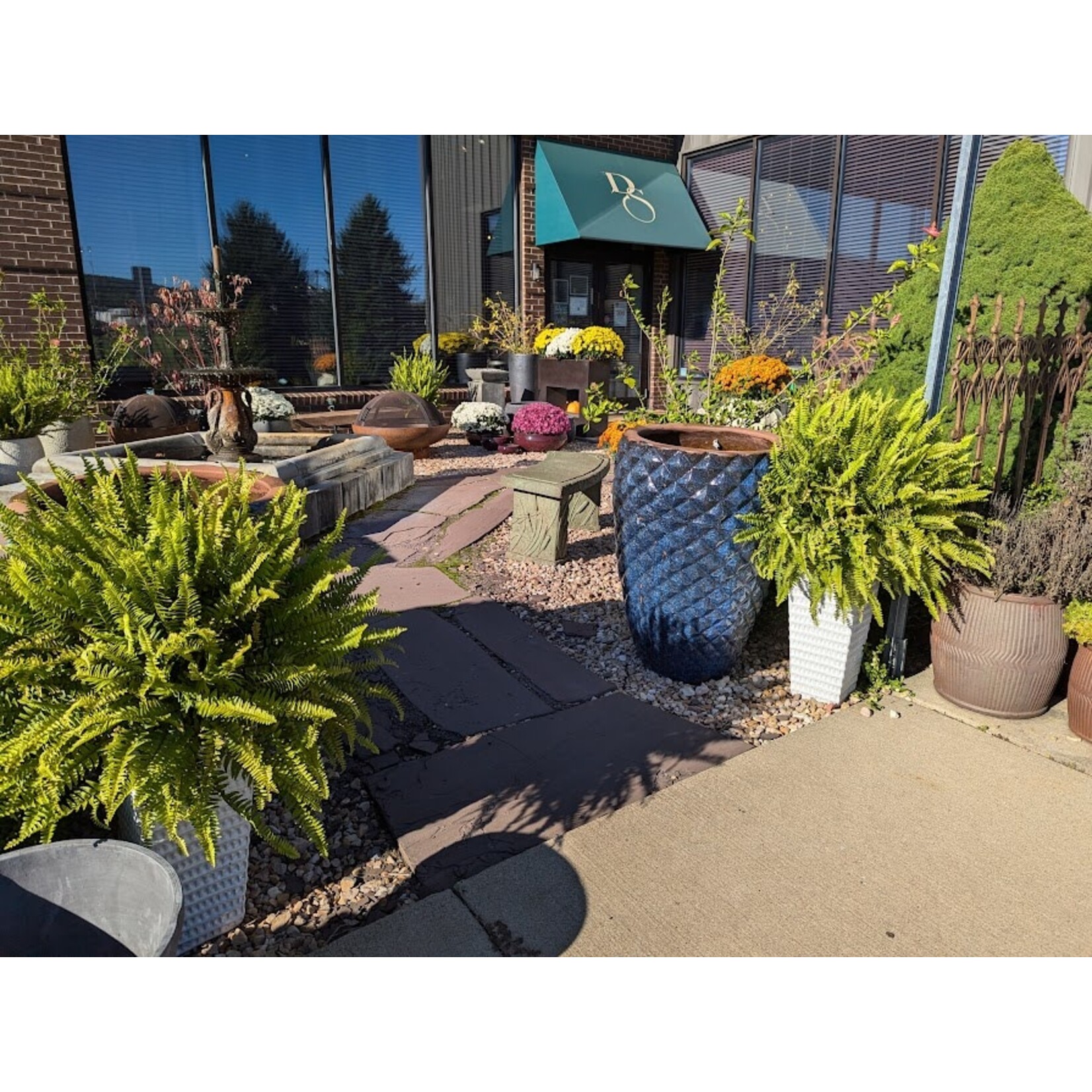 Campania Facet Rustic Blue Tall Glazed Terracotta Planter